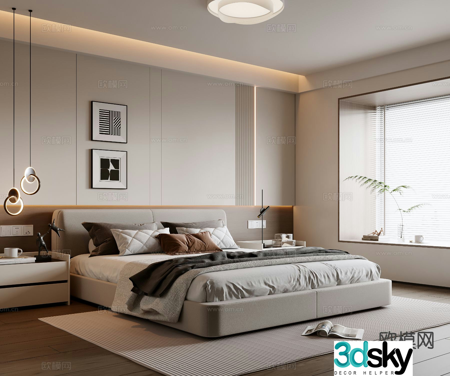 Modern bedroom master bedroom 3d model