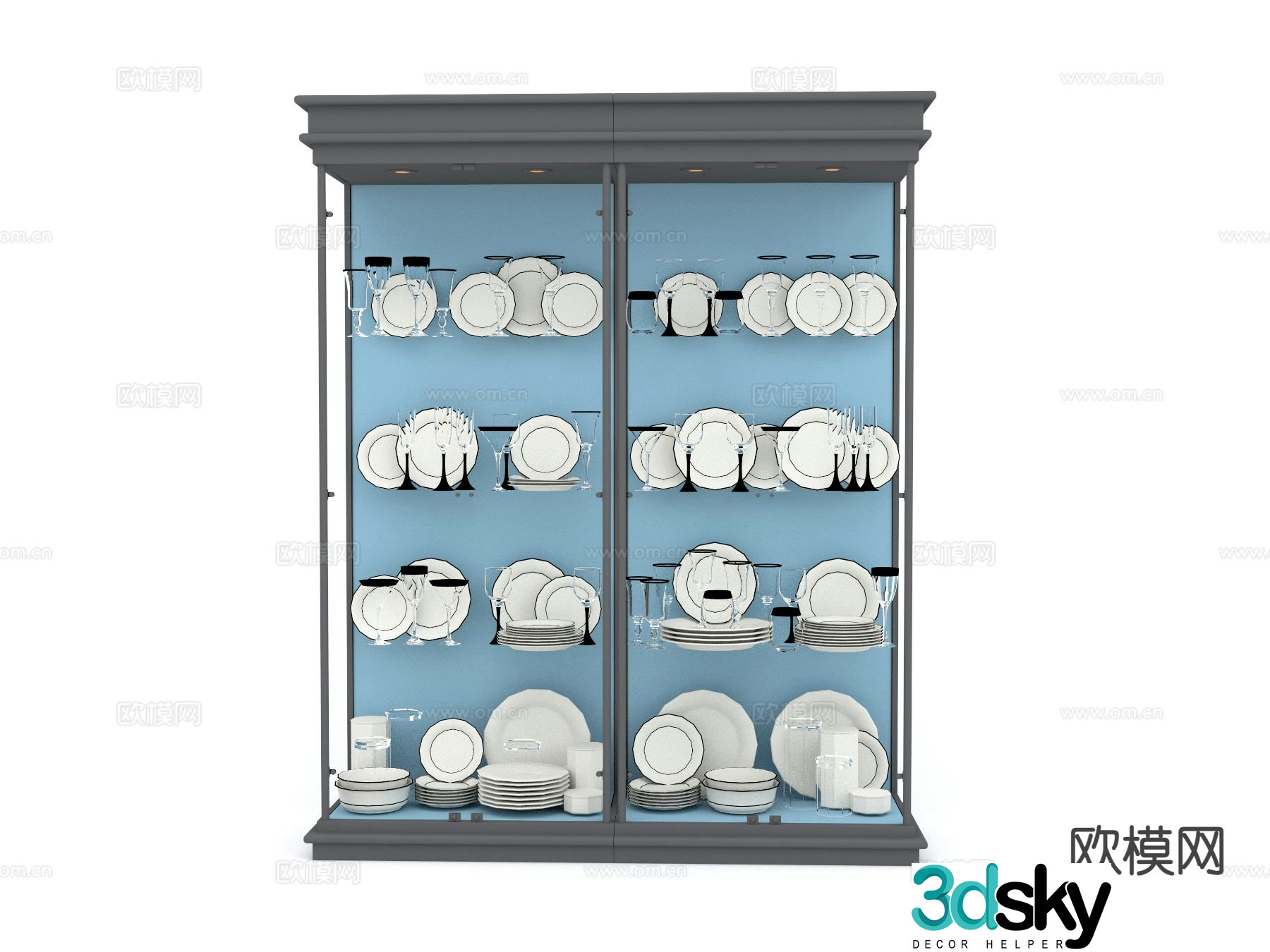Modern sideboard sideboard tableware dishes 3d model