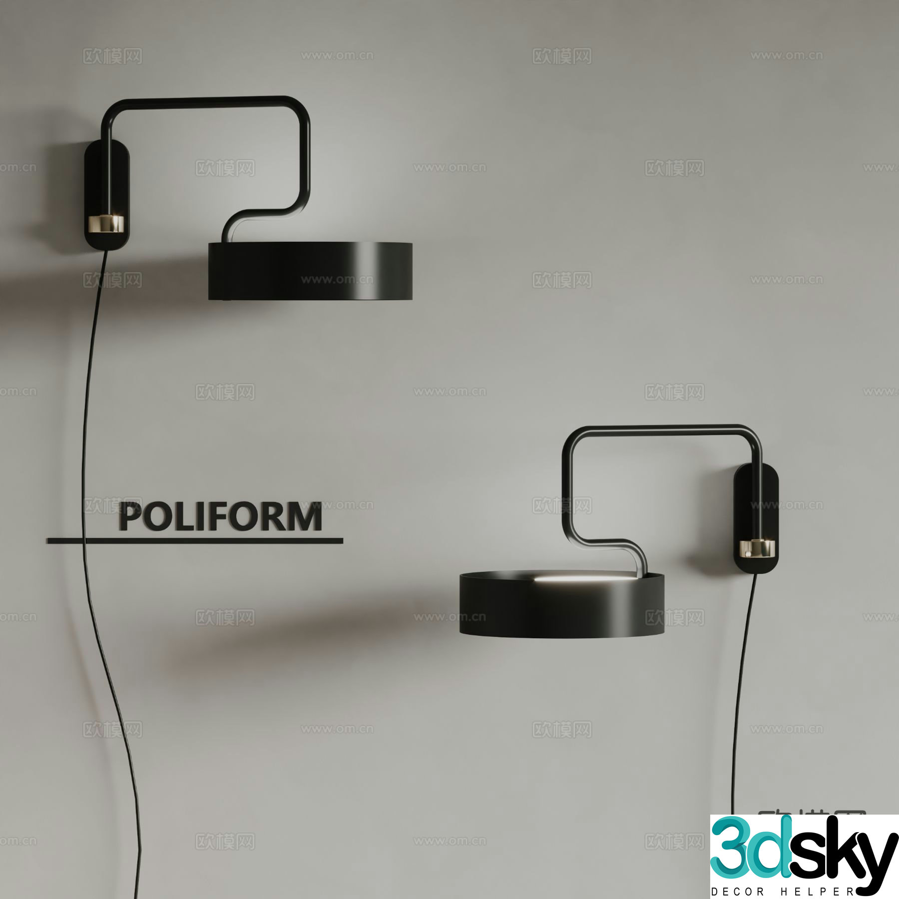 poliform modern wall light metal wall light 3d model