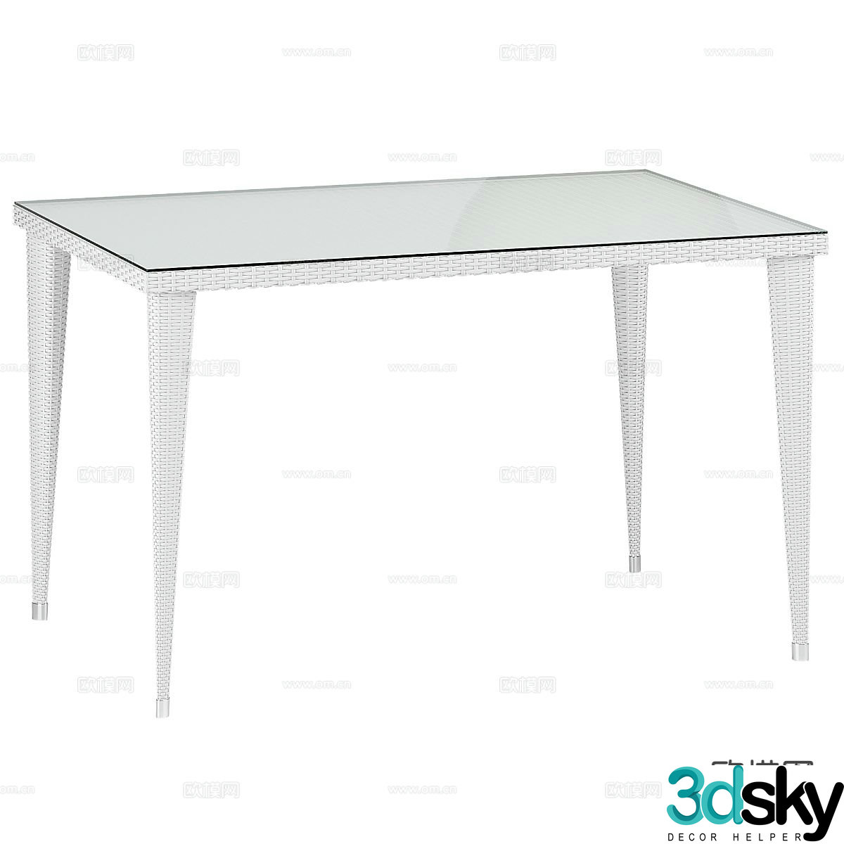 Minimalist dining table glass dining table 3d model