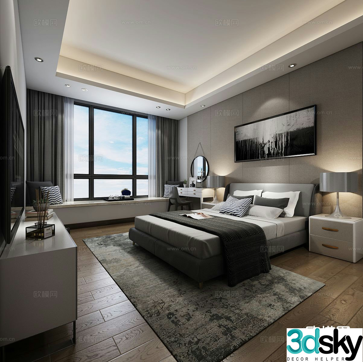 Modern bedroom master bedroom 3d model
