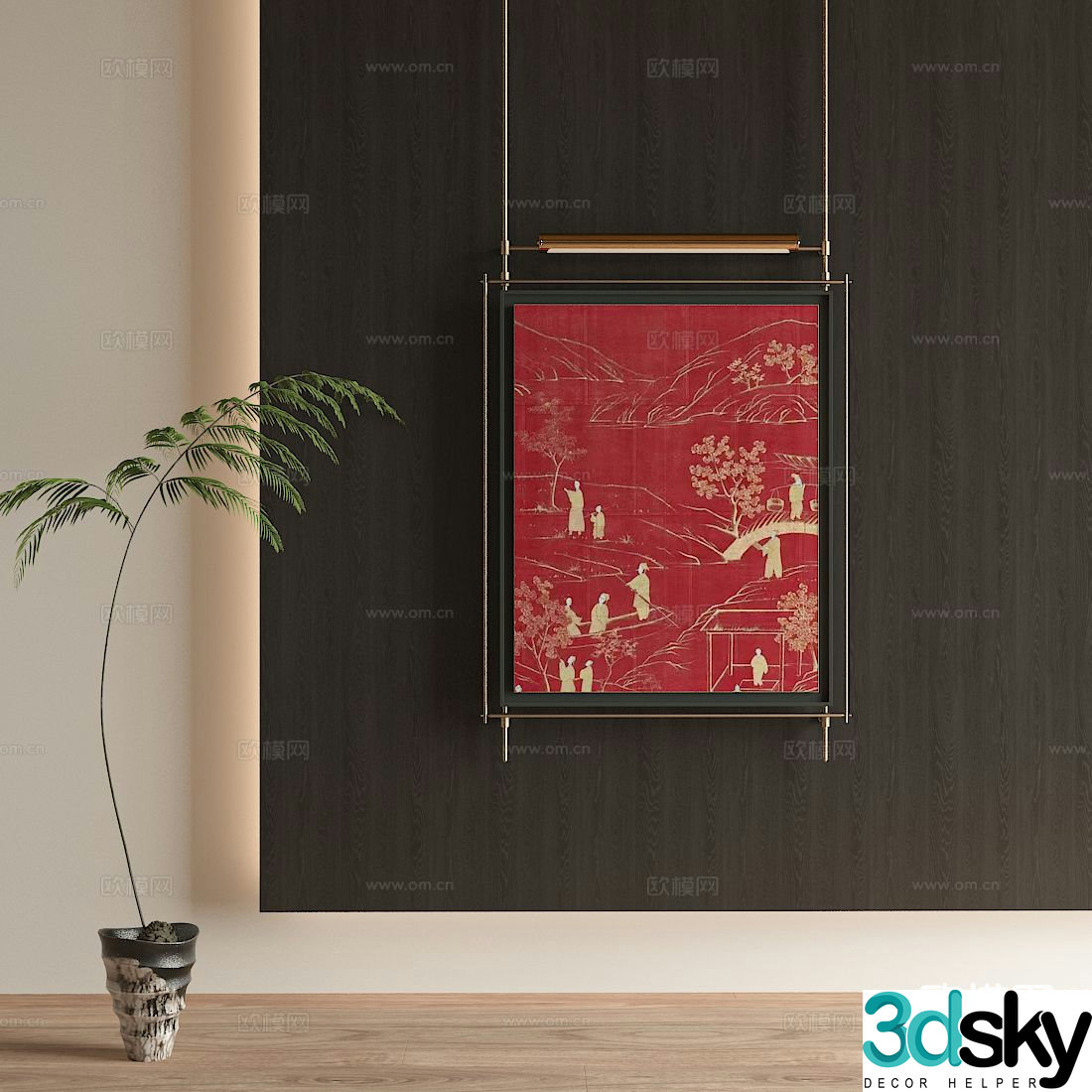 New Chinese style decorative painting art painting hanging painting 3d model
