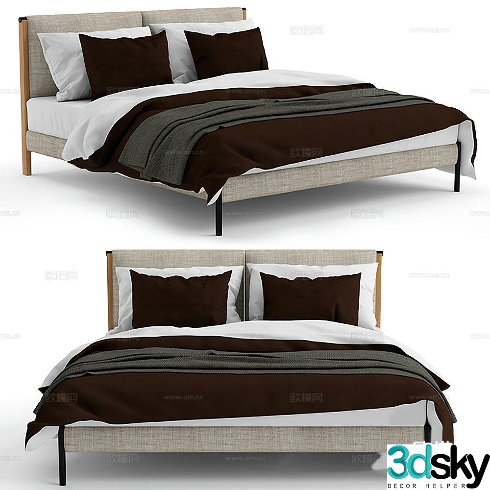 Modern double bed 3d model