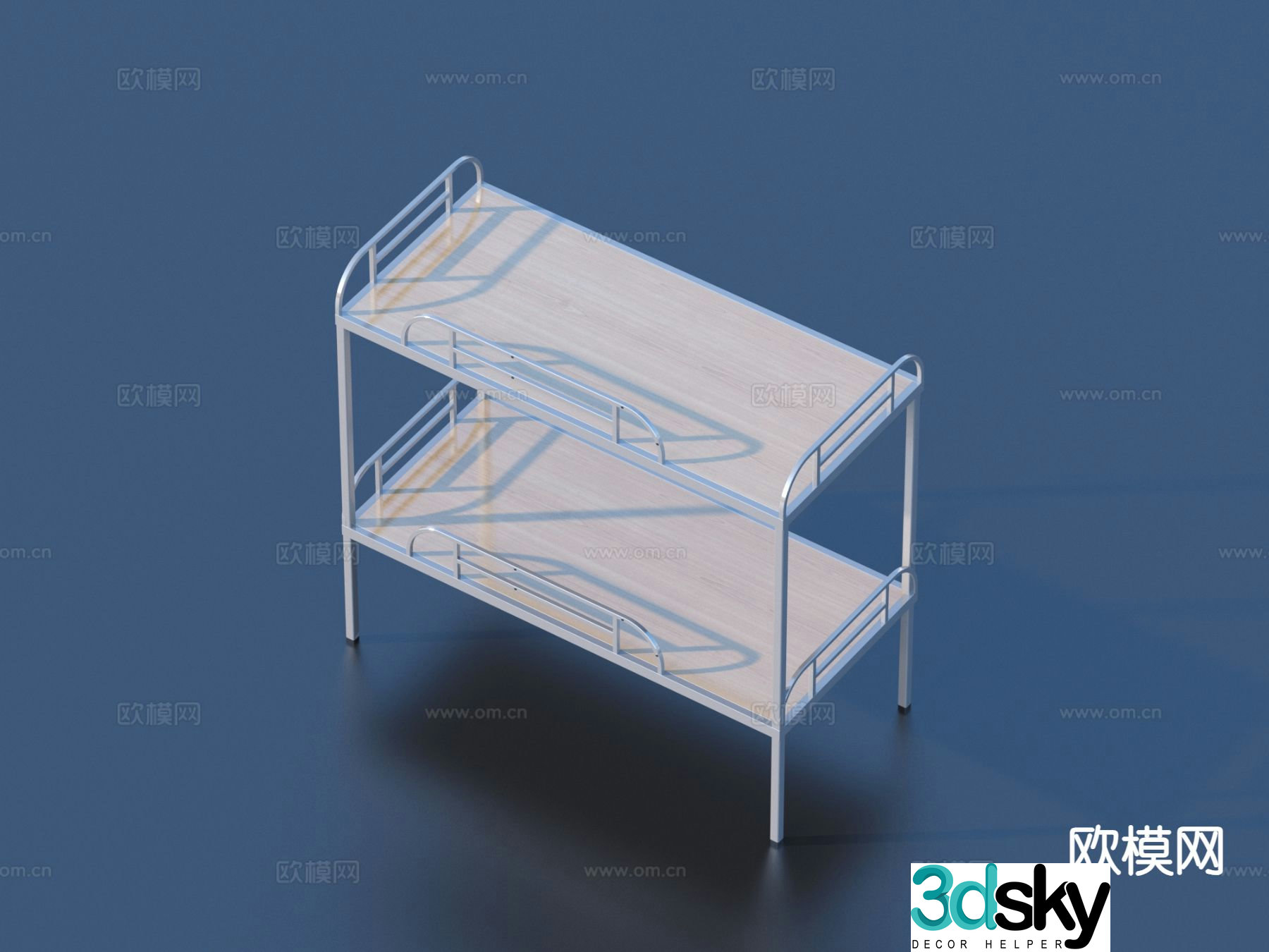 Student bed bunk bed 3d model