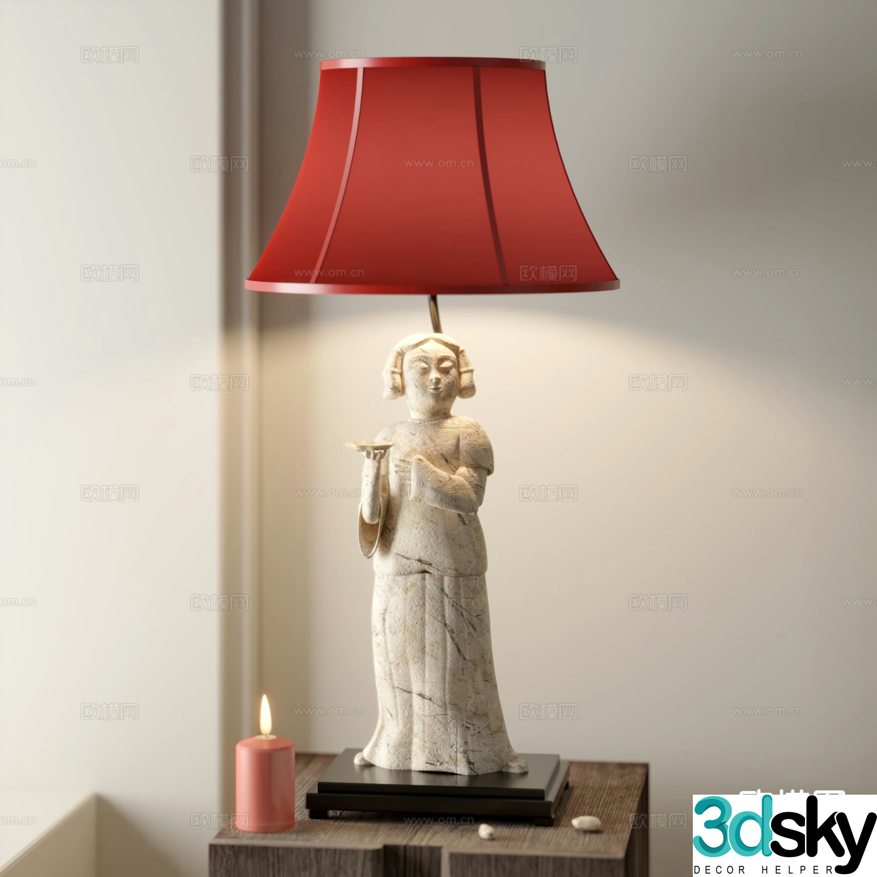 New Chinese style desk lamp ladies desk lamp 3d model