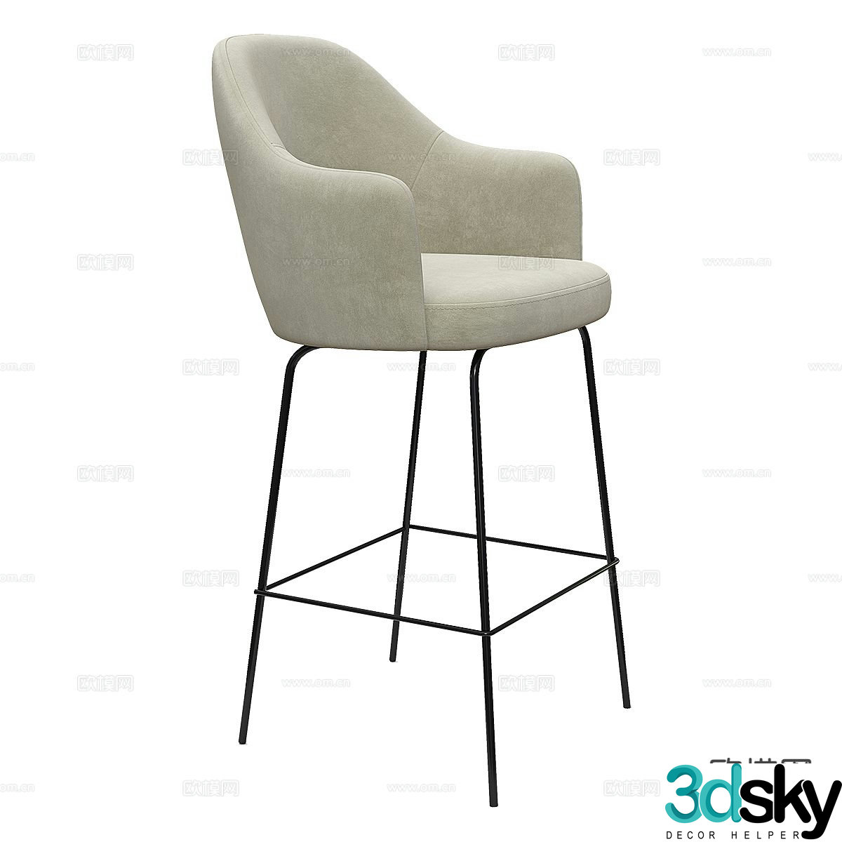 Modern bar stool bar stool high stool 3d model