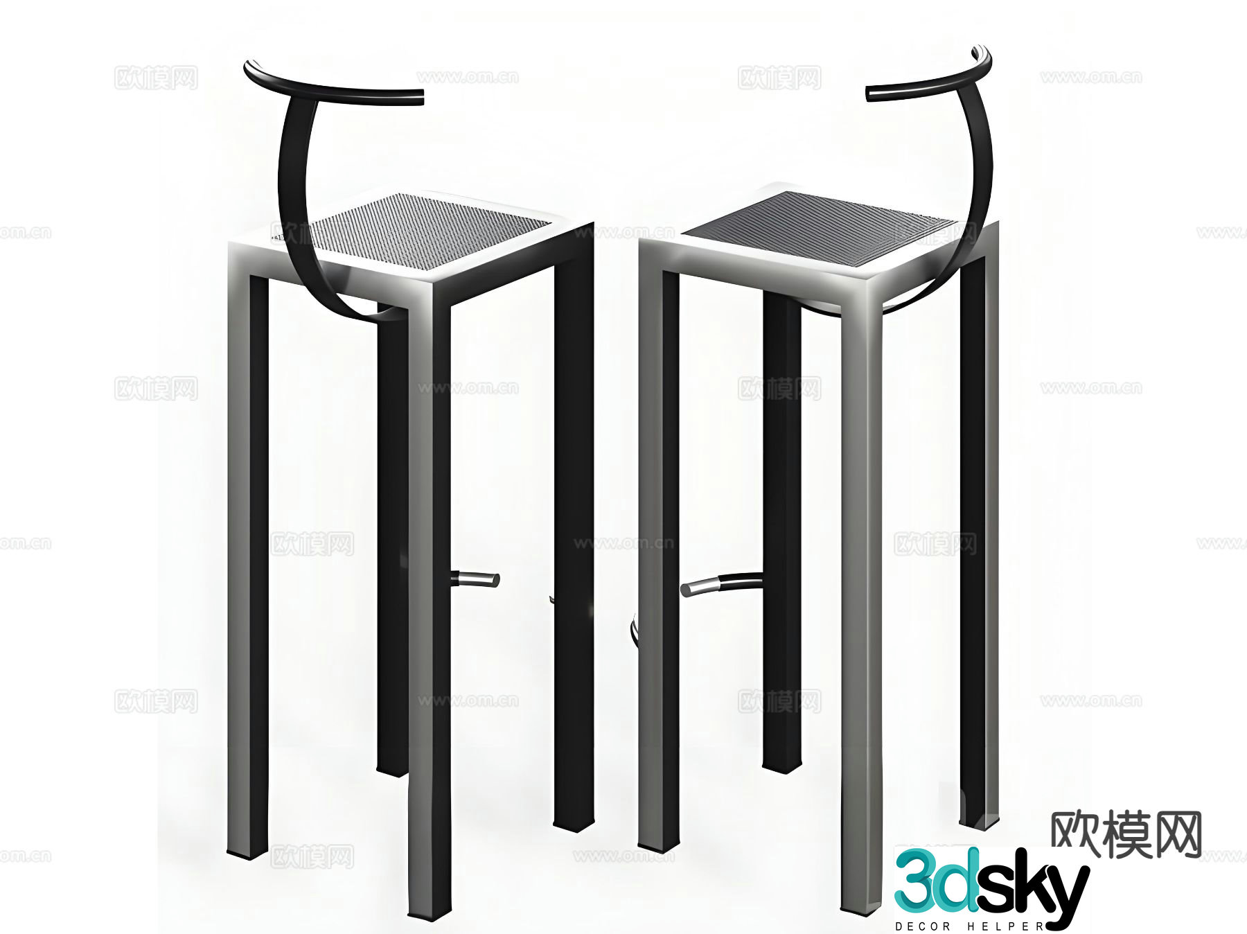 Industrial style bar stool bar stool high stool 3d model