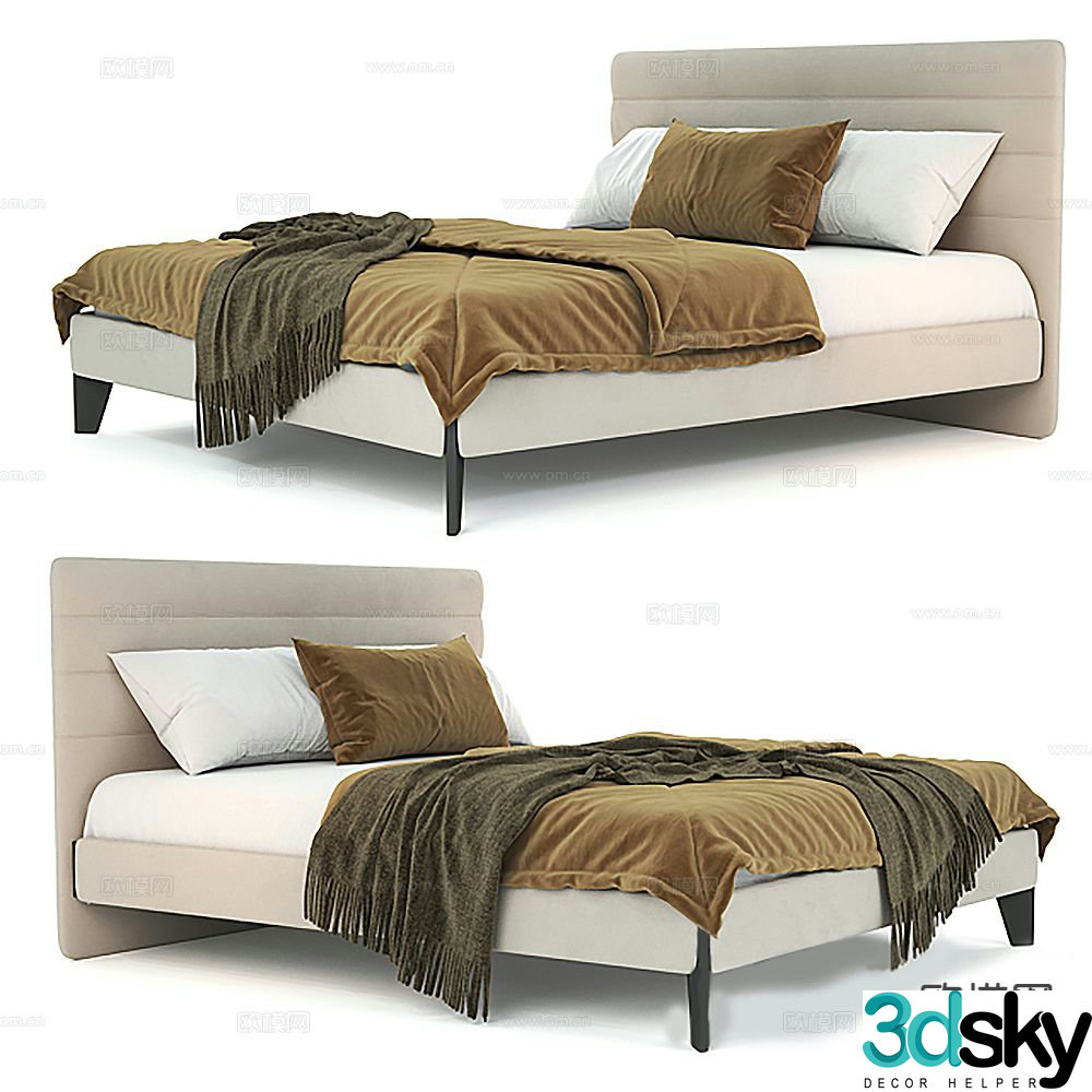 Modern double bed 3d model
