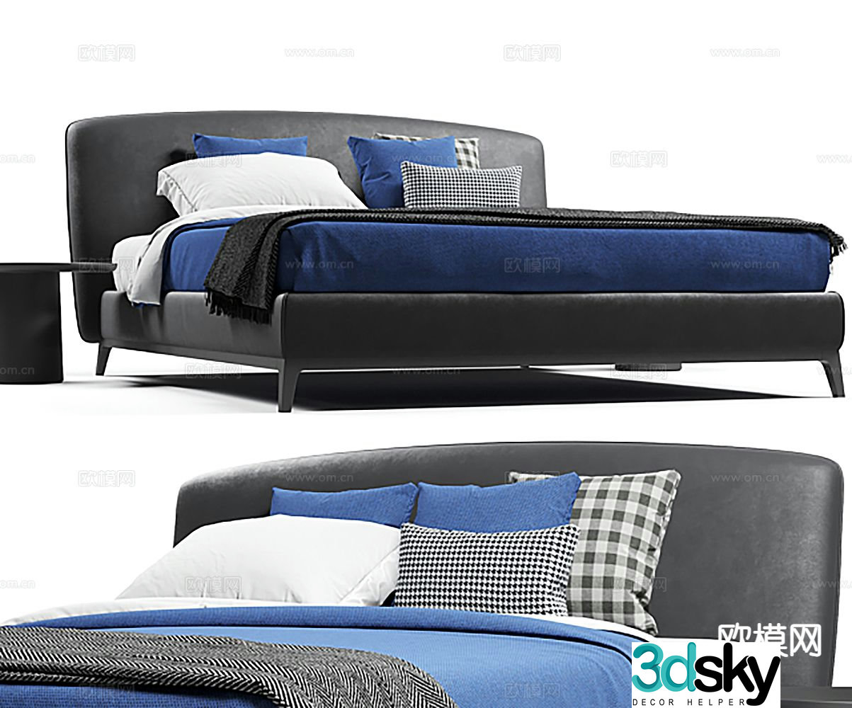 Simple double bed 3d model