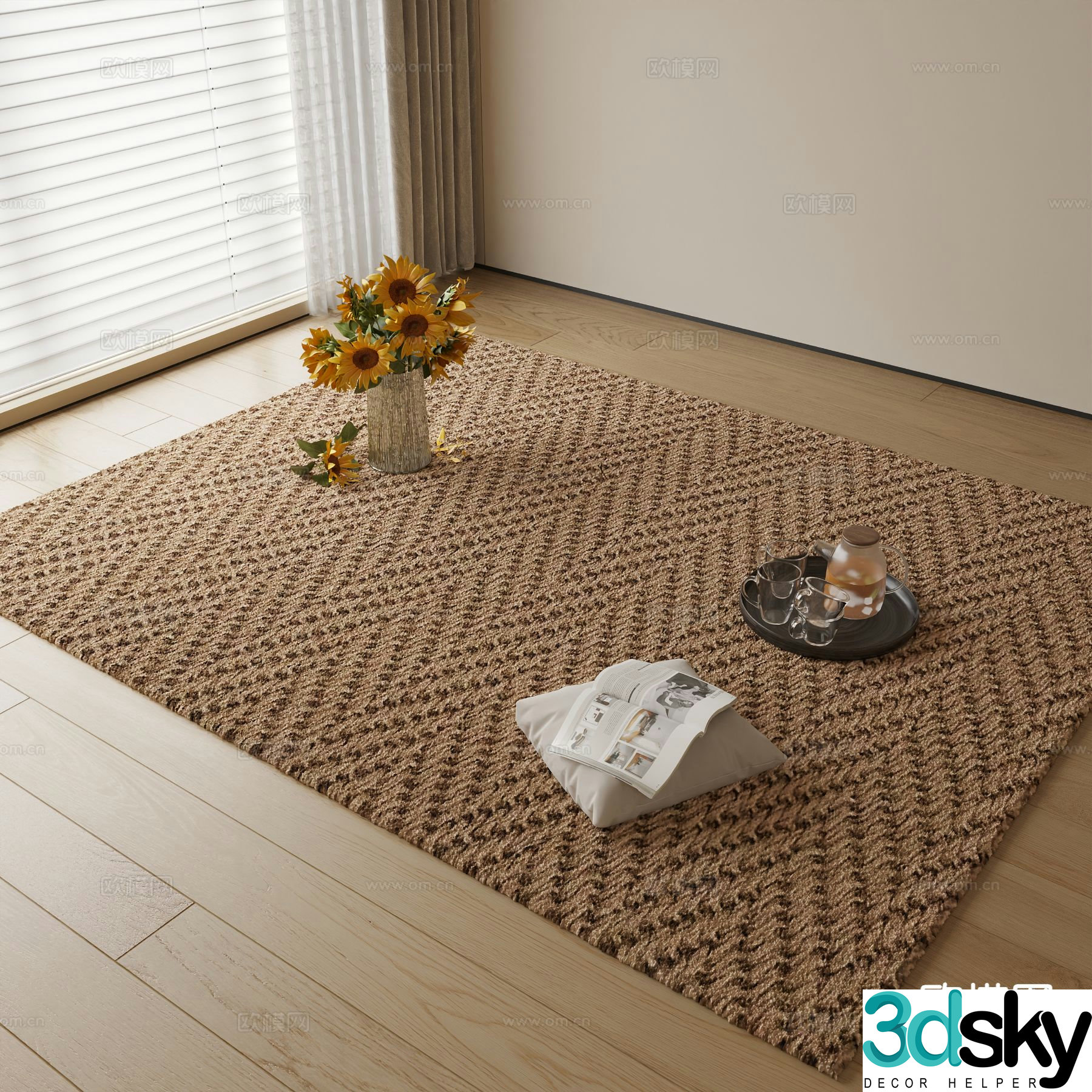 Modern carpet square rug 3d model