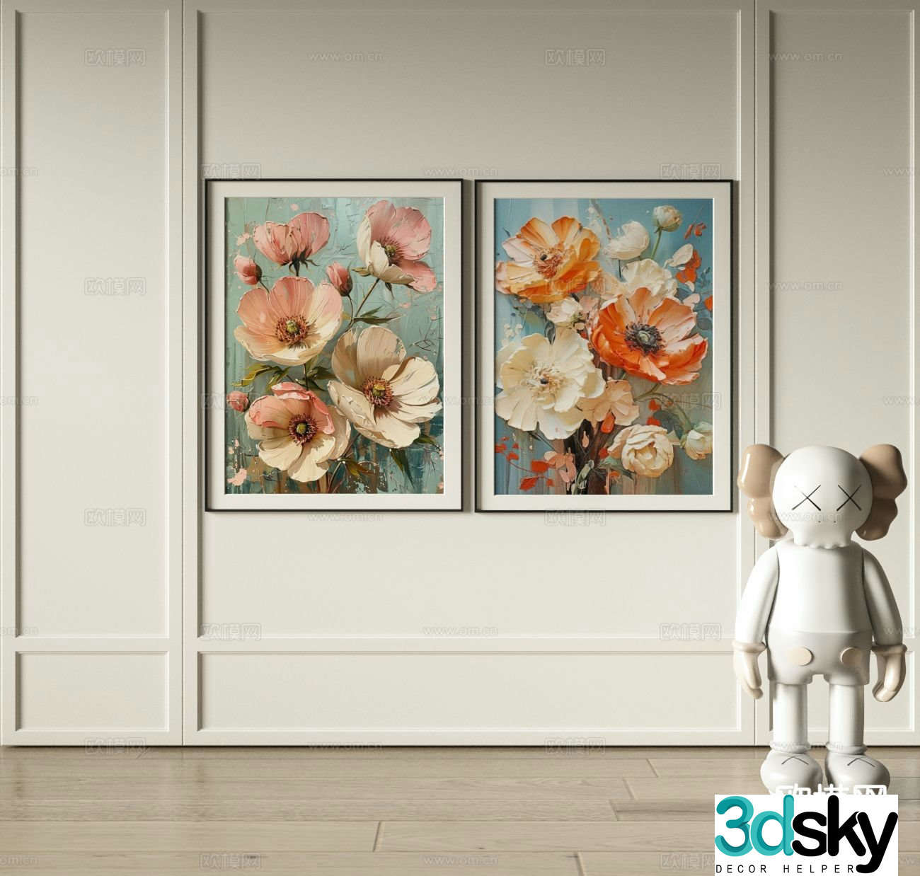 Simple European decorative painting oil painting hanging painting 3d model