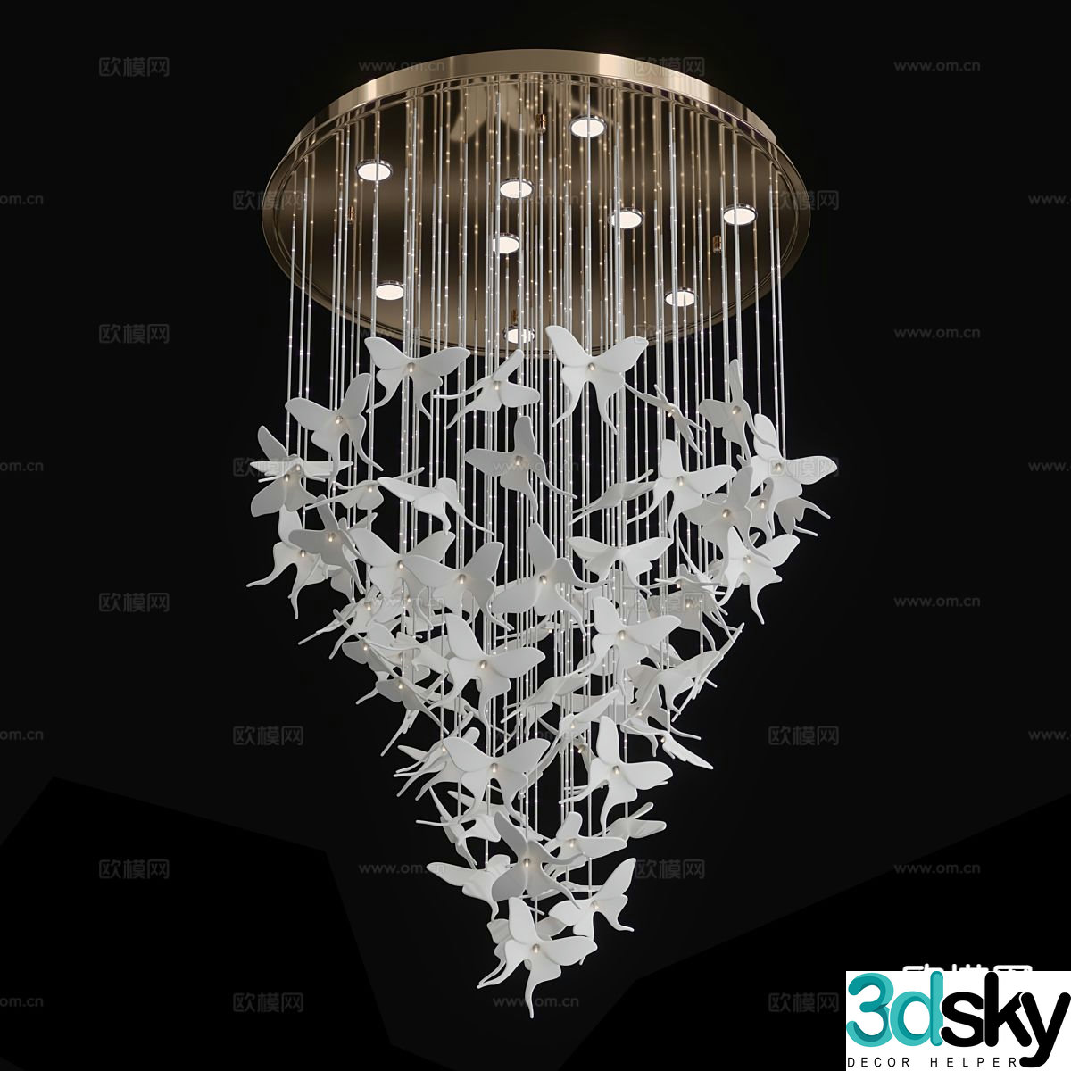 Light luxury chandelier decorative lamp 3d model