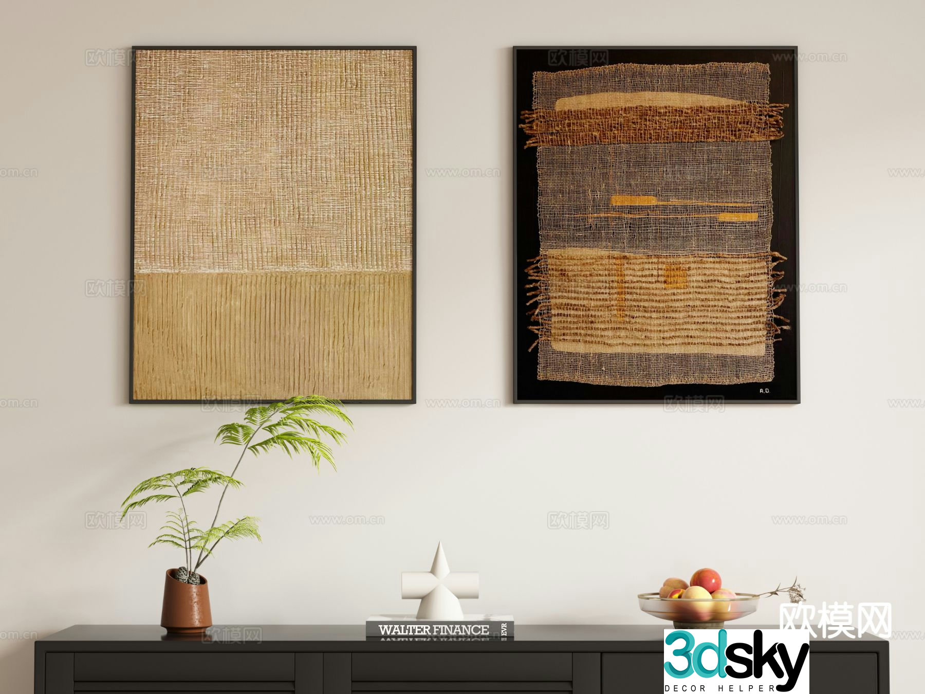 Medieval style decorative painting hanging painting 3d model