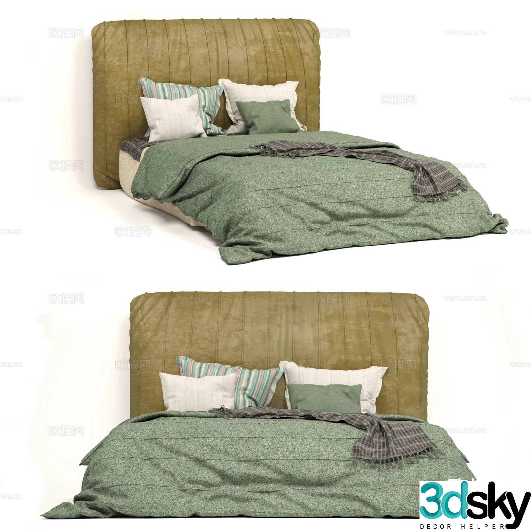 Modern double bed 3d model