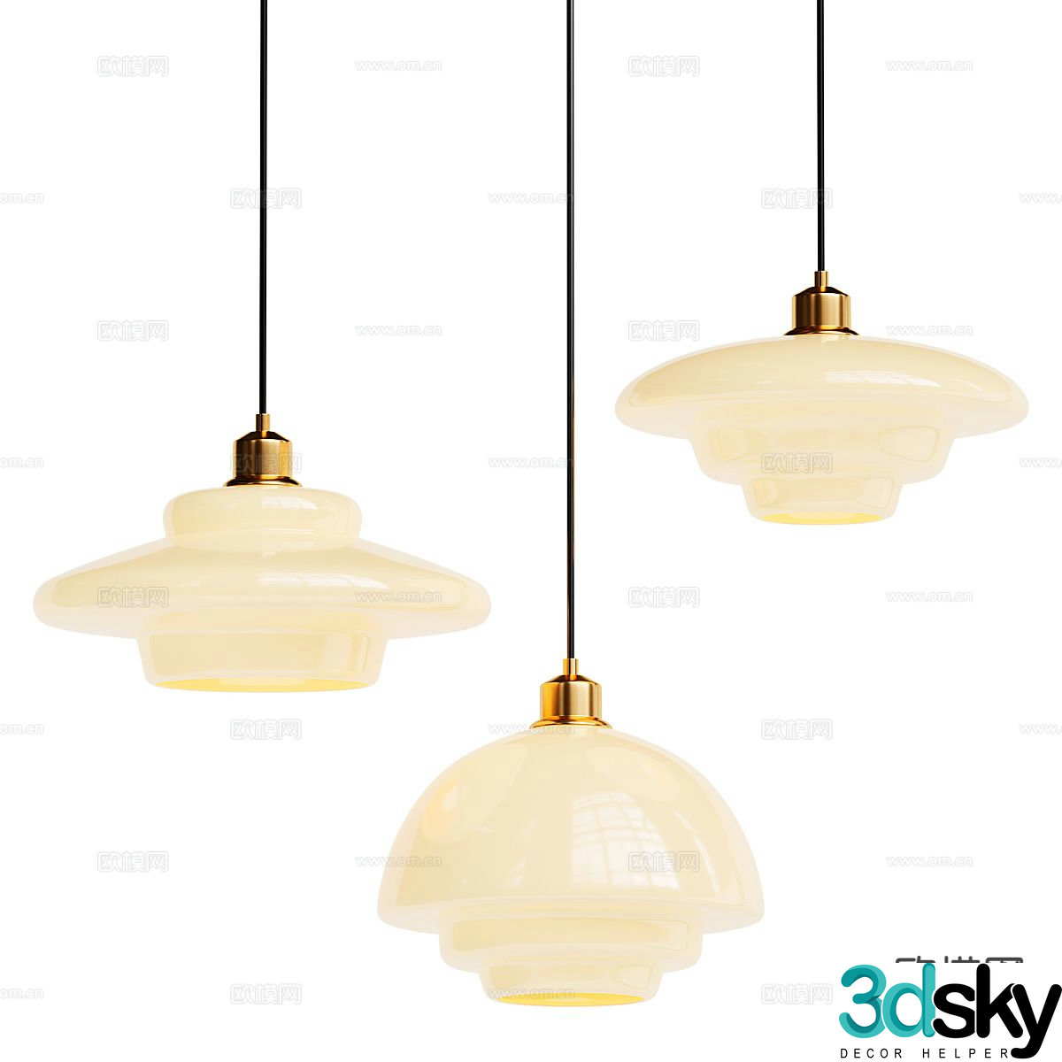 Art cream style chandelier 3d model