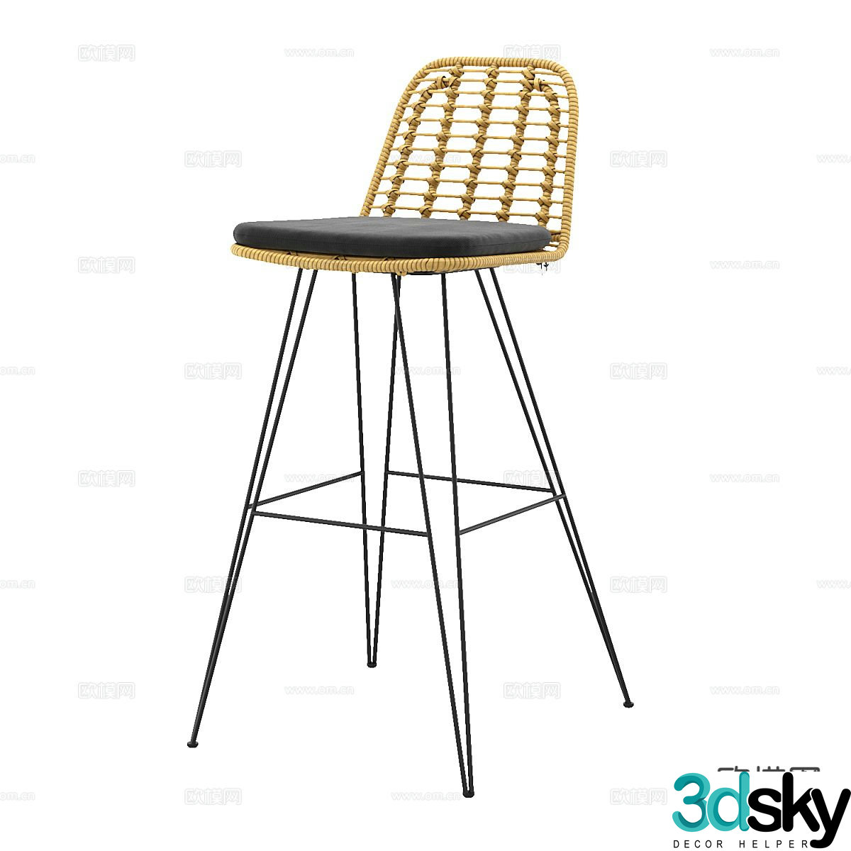 Modern bar stool bar stool high stool 3d model