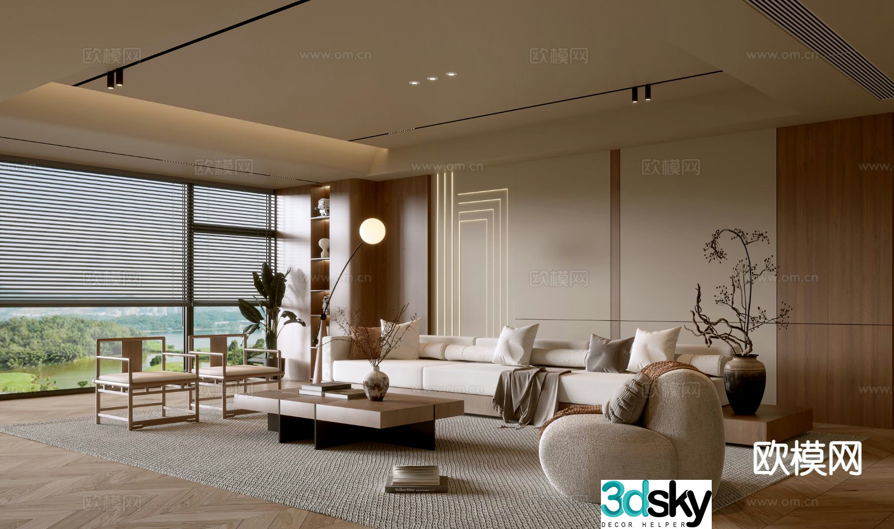 Wabi-sabi living room 3d model