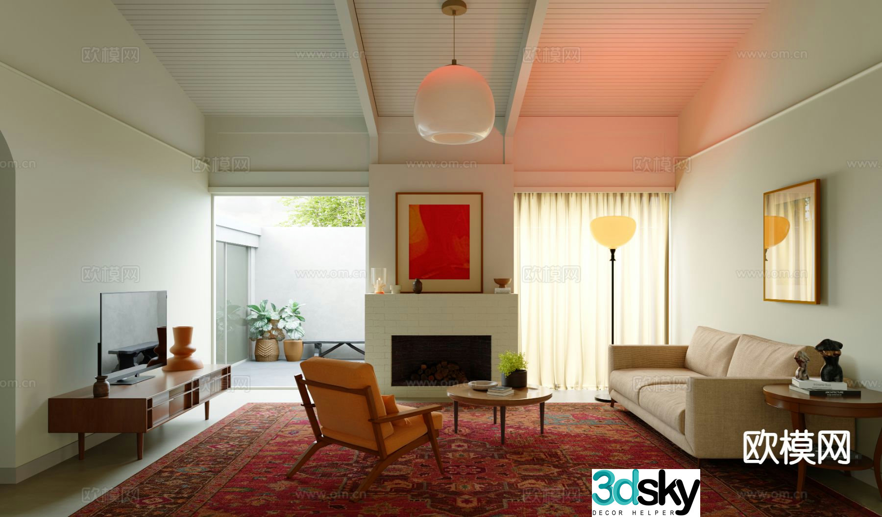 Wabi-sabi living room 3d model