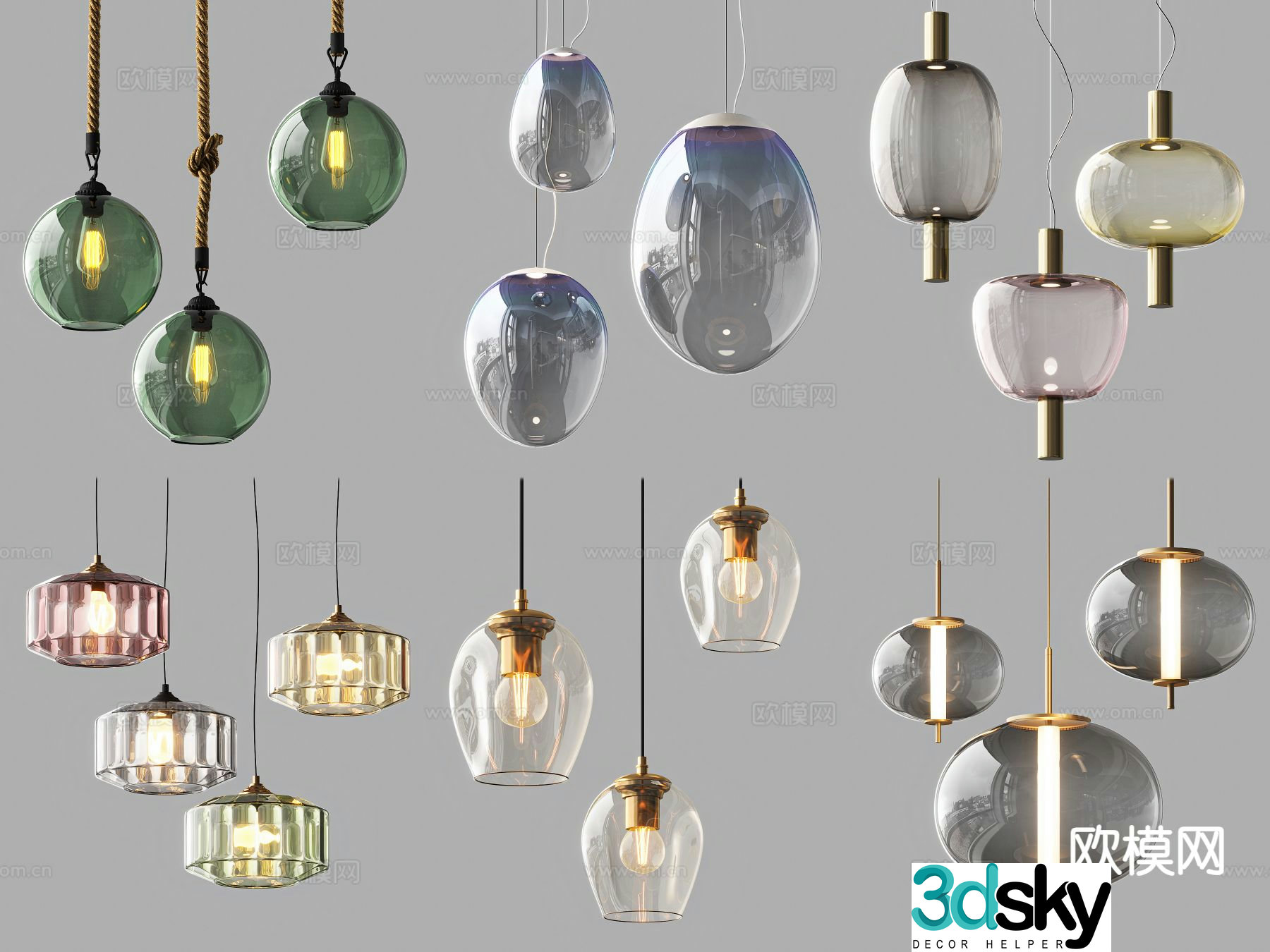 Glass chandelier restaurant chandelier 3d model
