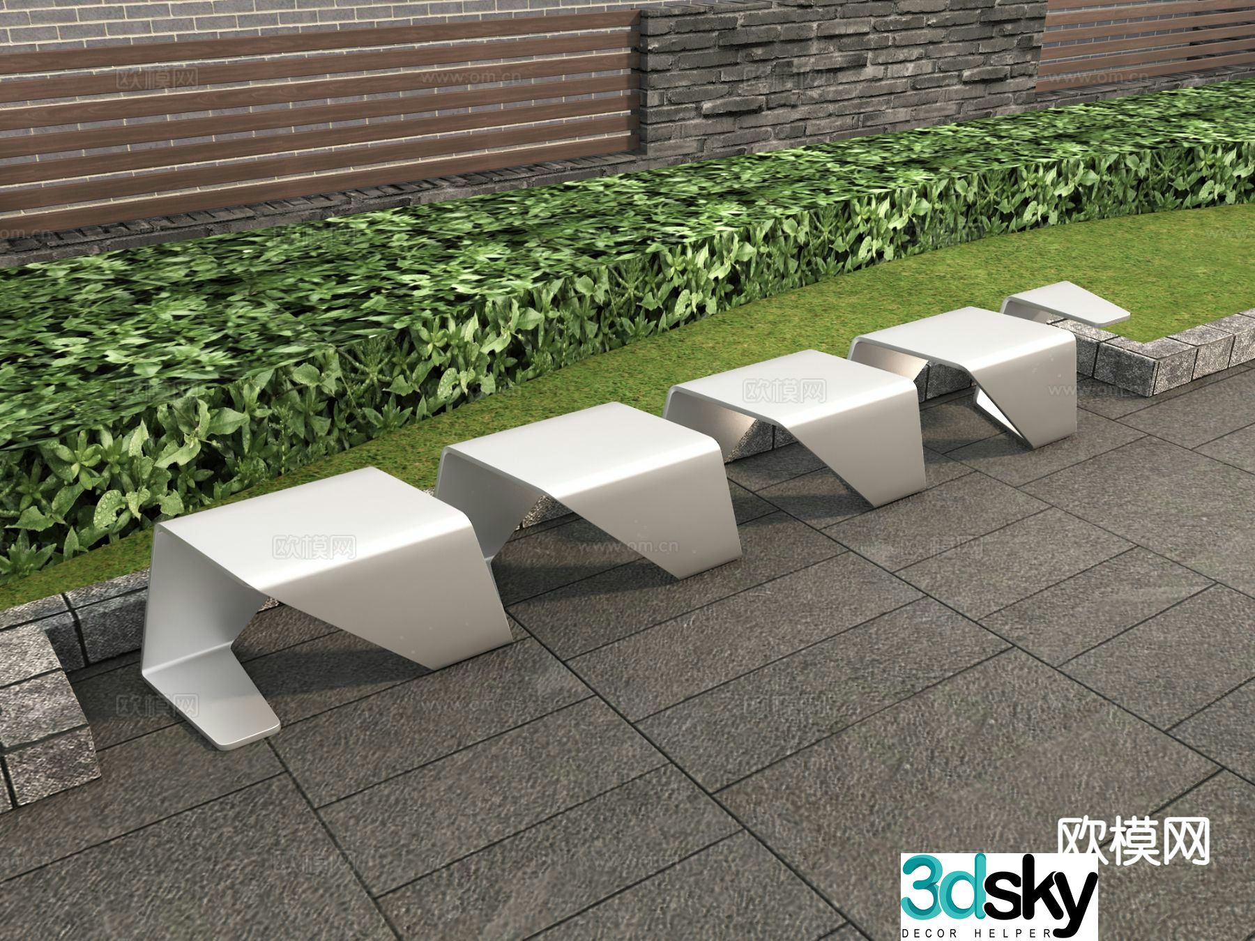 Modern landscape seat outdoor chair street rest bench 3d model