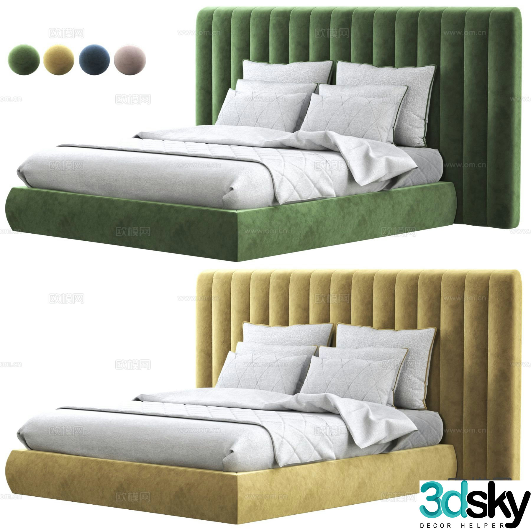 Modern double bed 3d model
