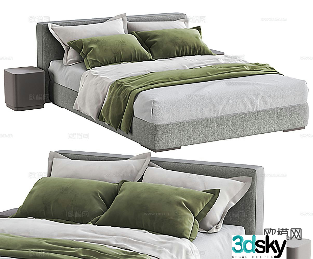 Modern double bed 3d model