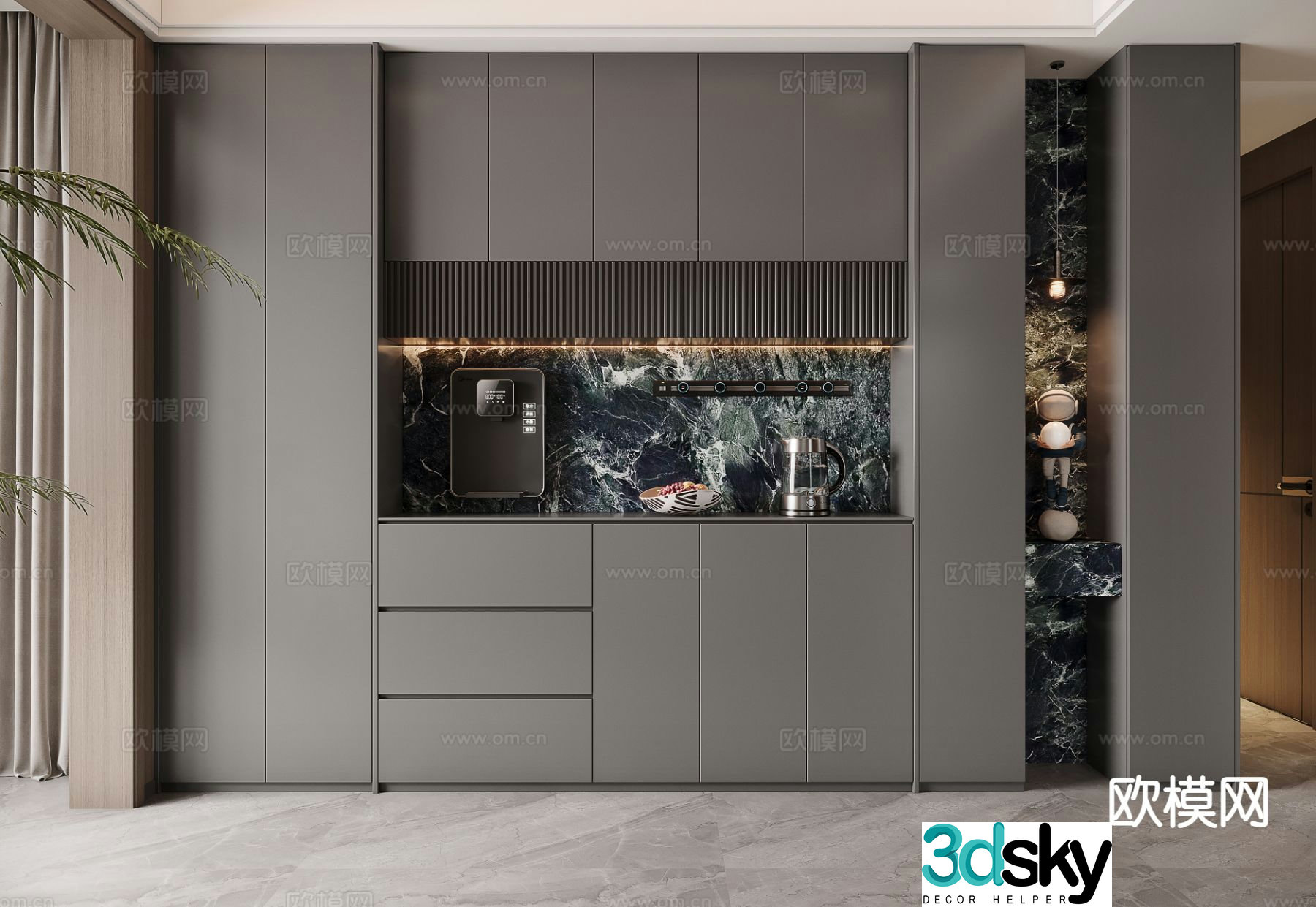Italian wine cabinet sideboard 3d model