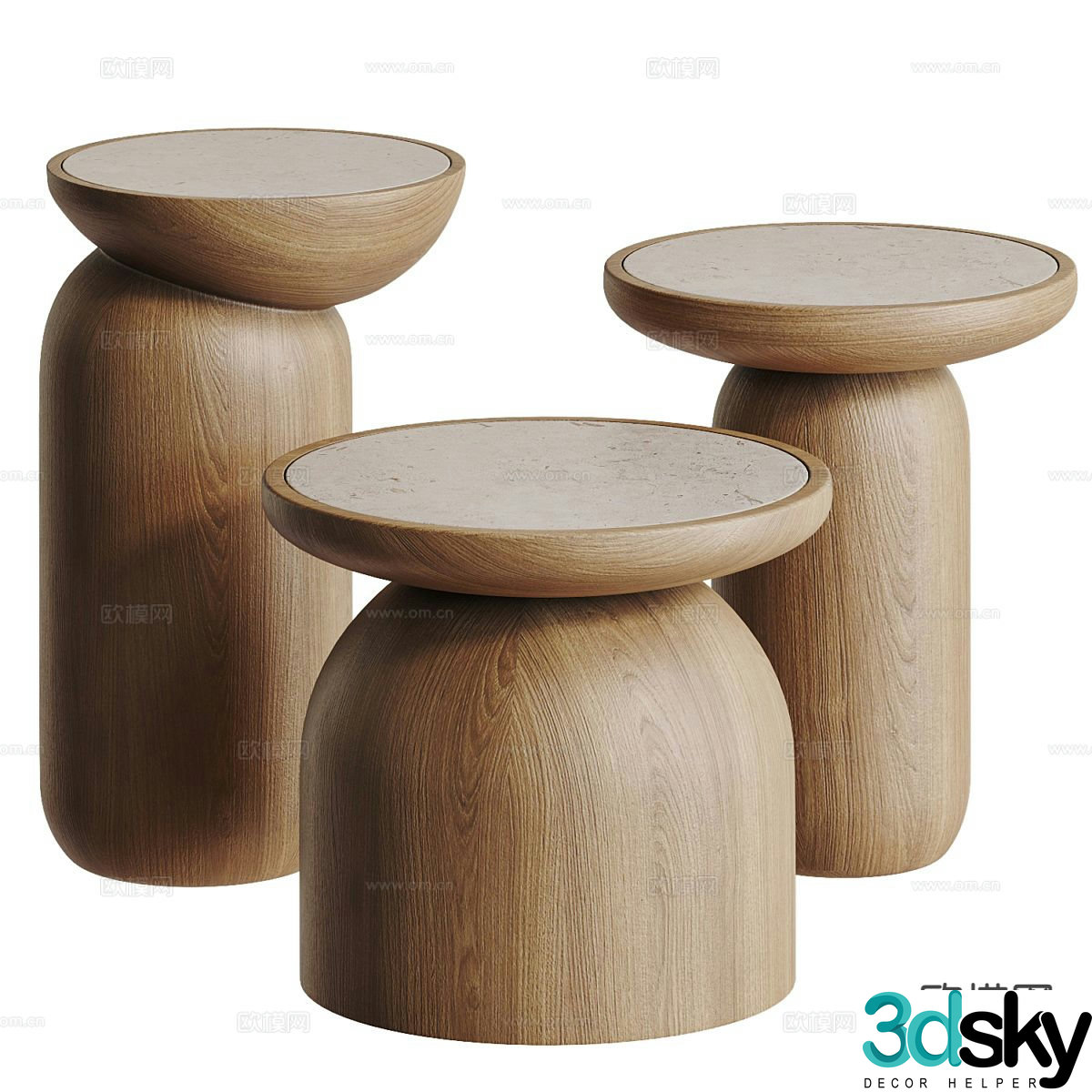 Modern corner table round table side table 3D model