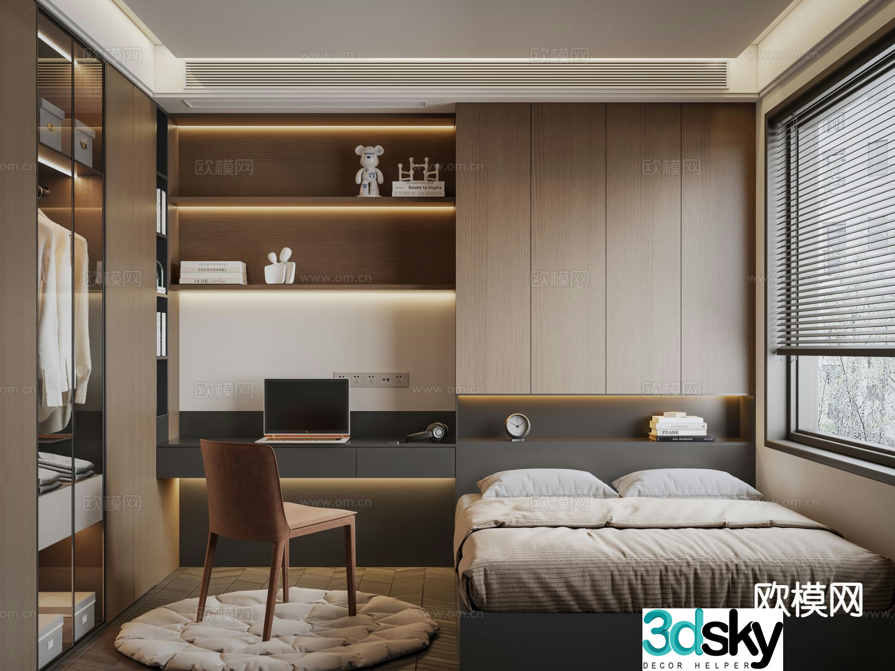 Italian tatami bedroom 3d model