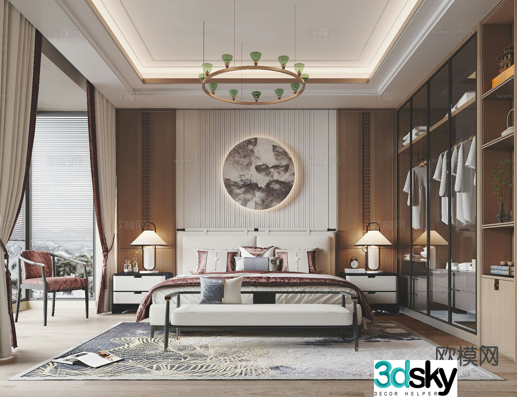 New Chinese style bedroom master bedroom 3d model