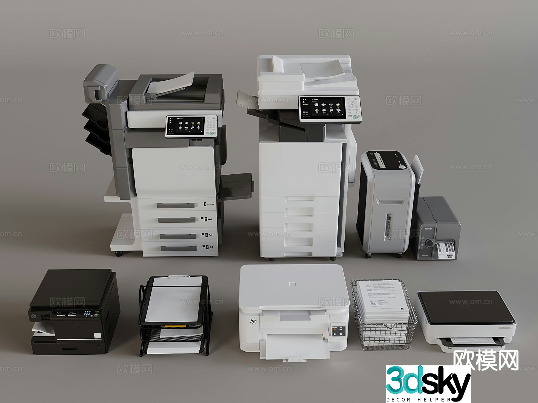 Modern printer copier scanner fax machine shredder 3d model