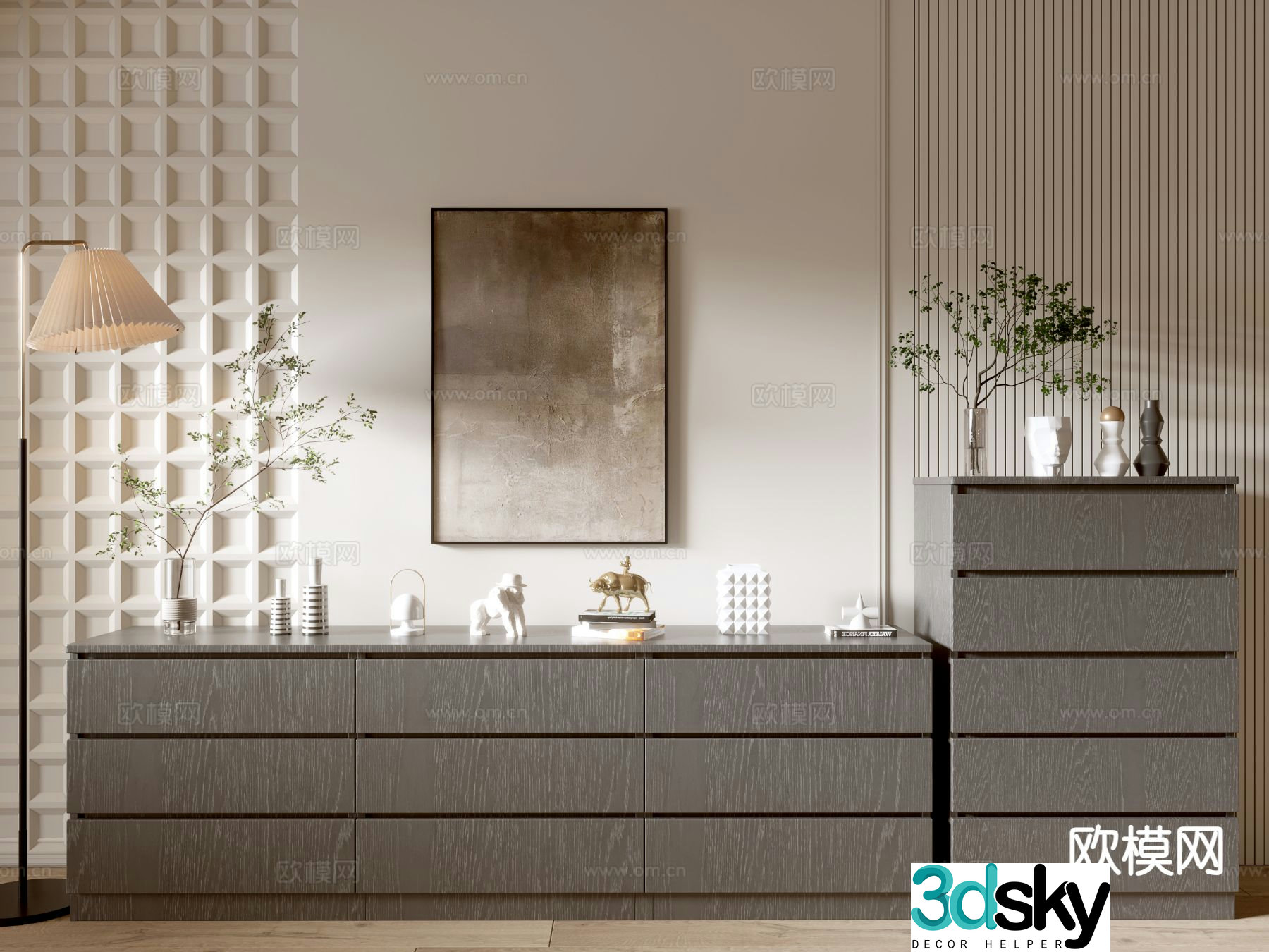 Modern side cabinet entrance cabinet 3d model