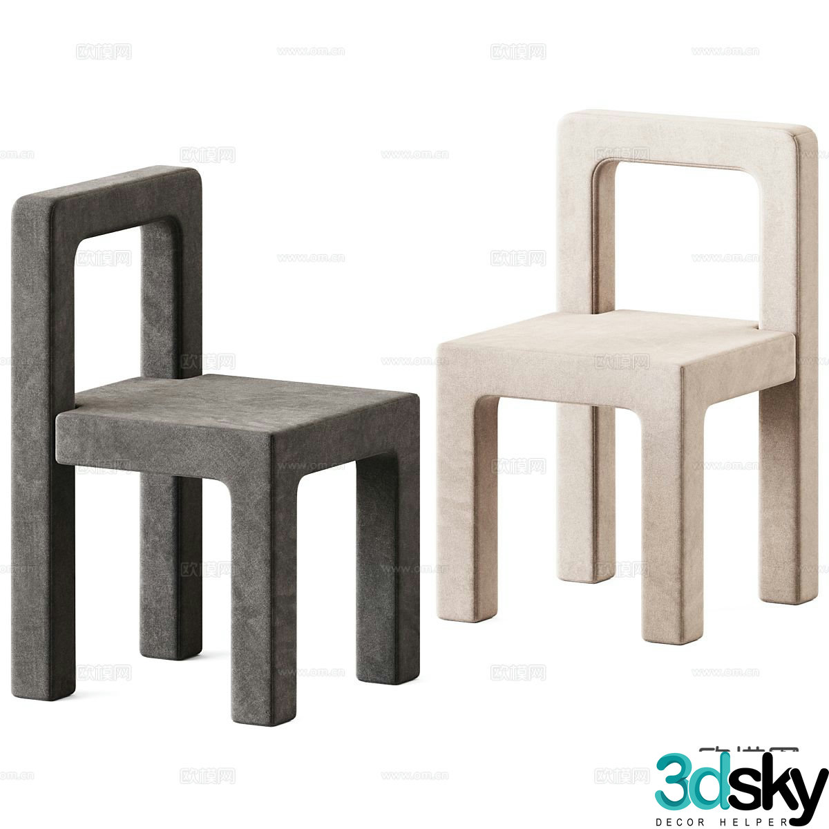 Modern dining chair single chair 3d model