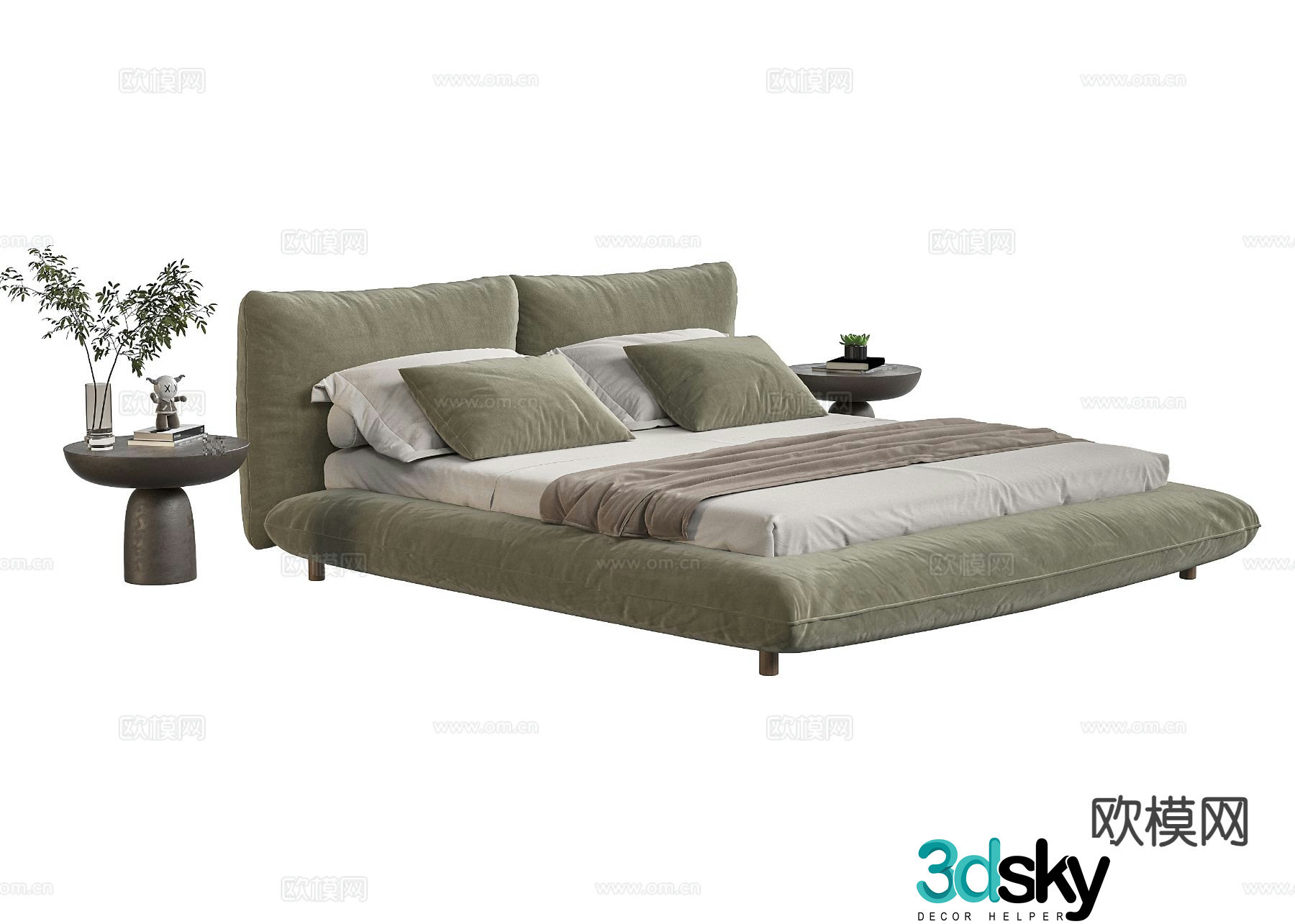 Modern double bed 3d model