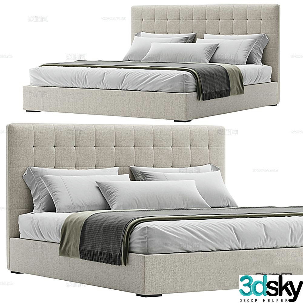Modern double bed 3d model