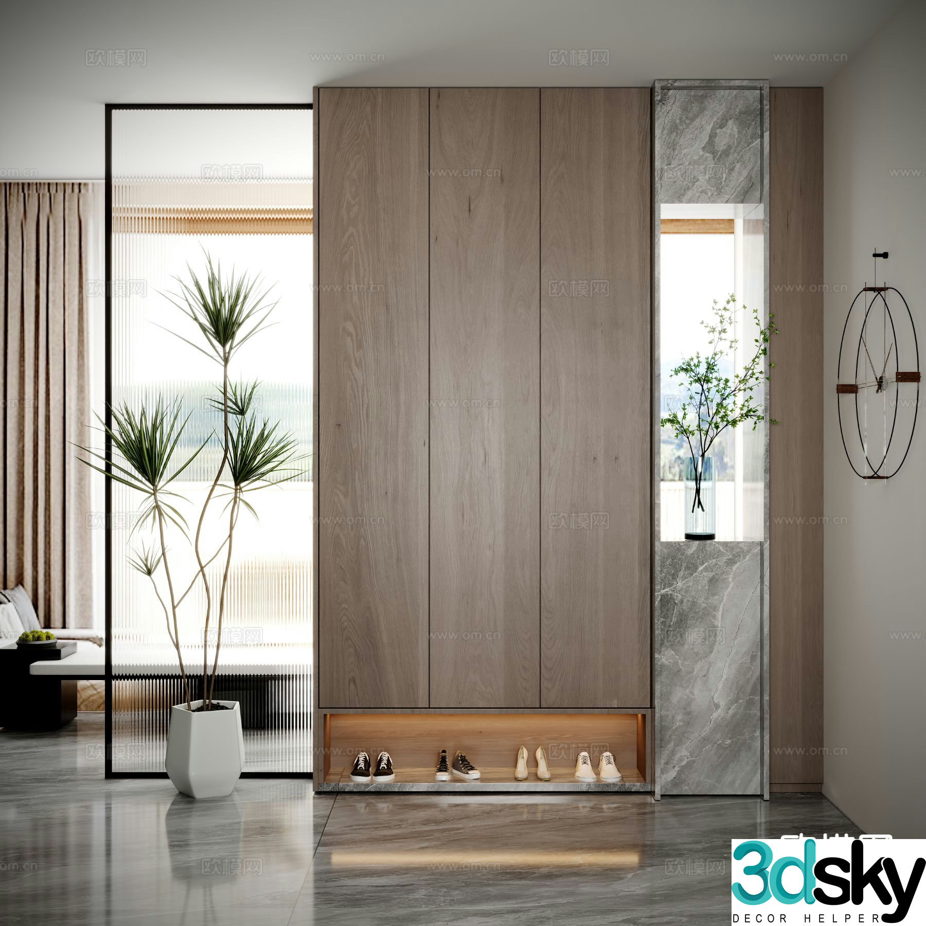 Entrance shoe cabinet partition shoe cabinet 3d model