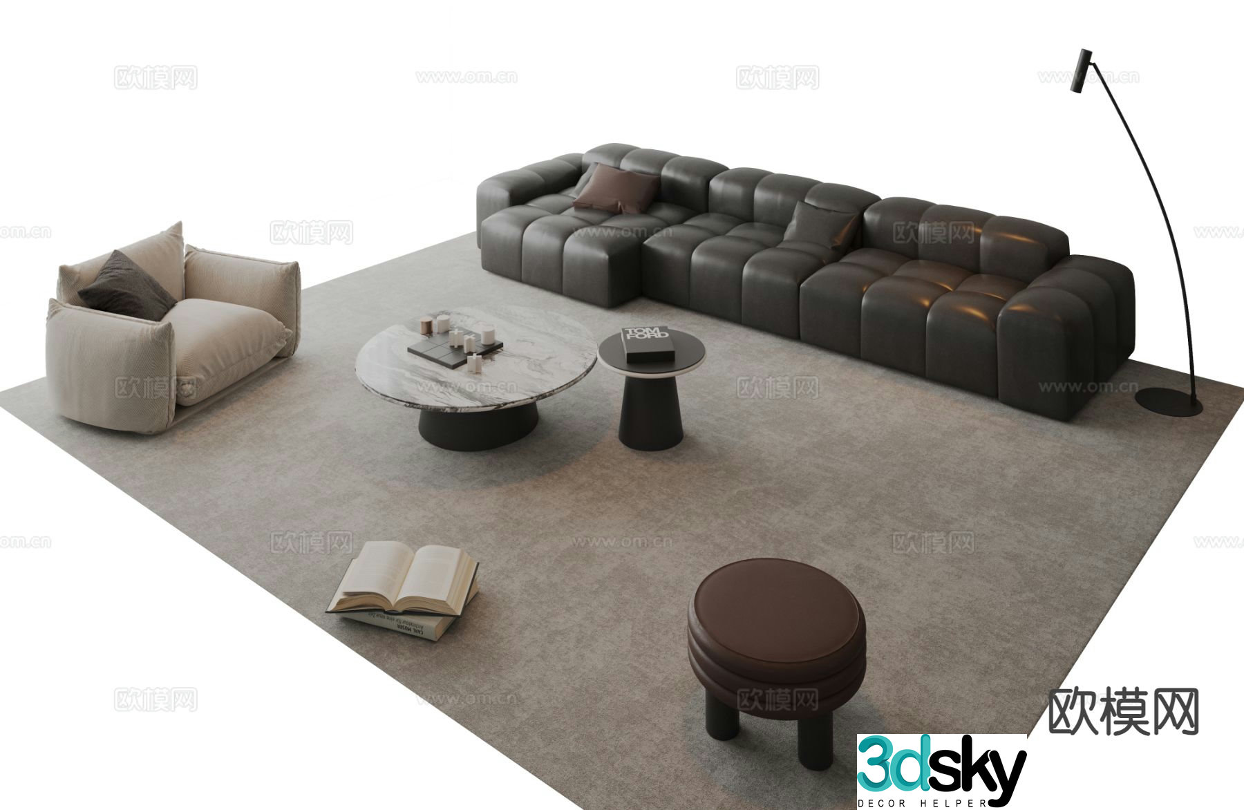 Italian sectional sofa 3d model