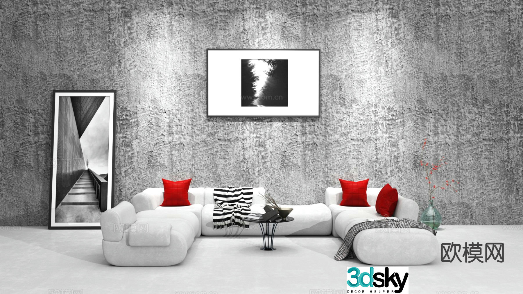 Modern corner sofa multi-person sofa 3d model