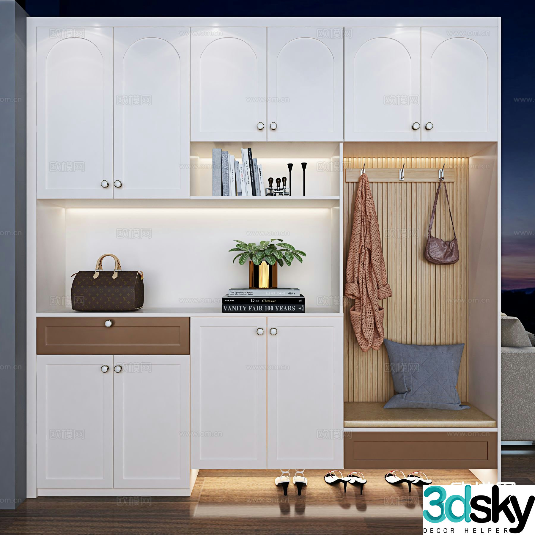 Modern entrance shoe cabinet 3d model