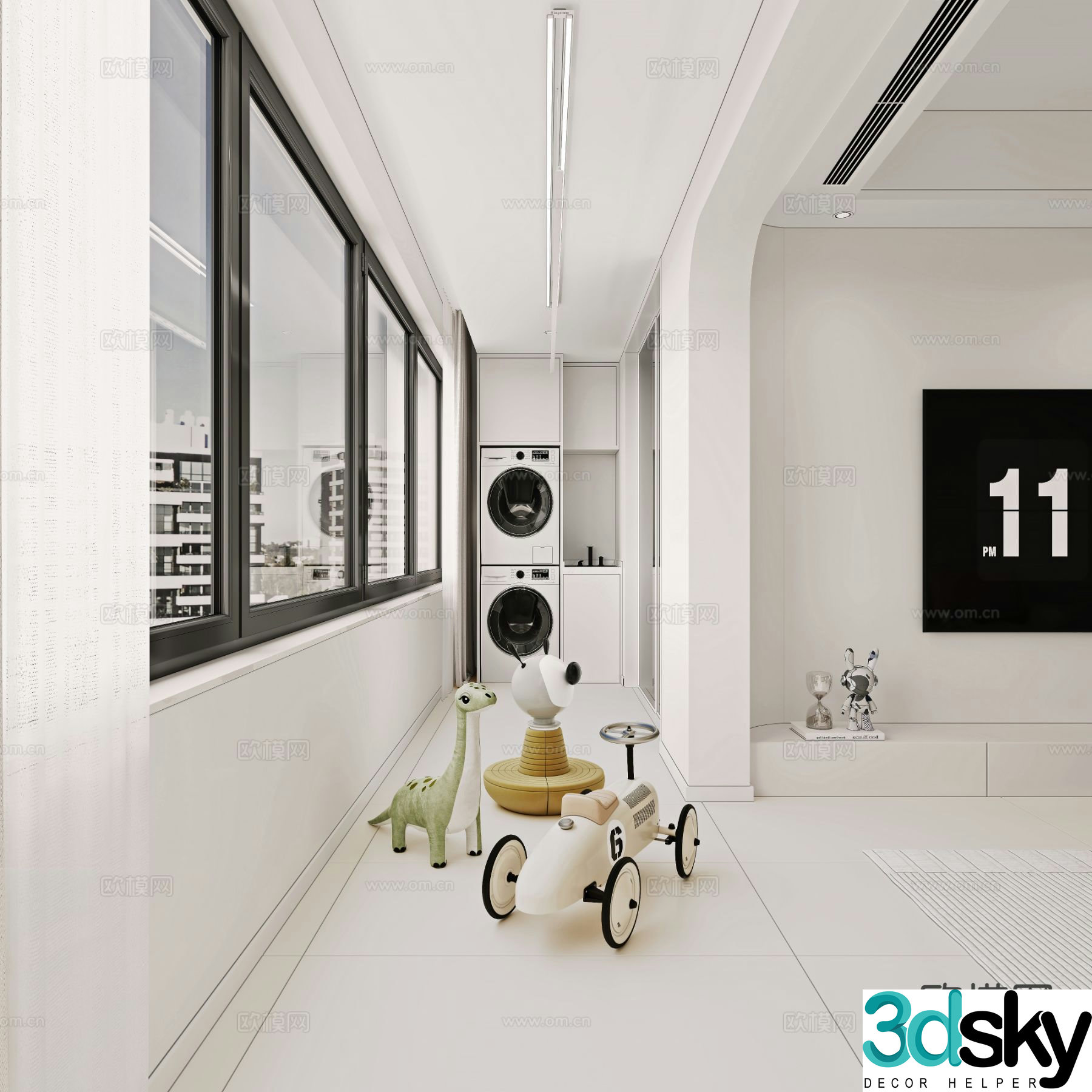 Living balcony laundry room 3d model