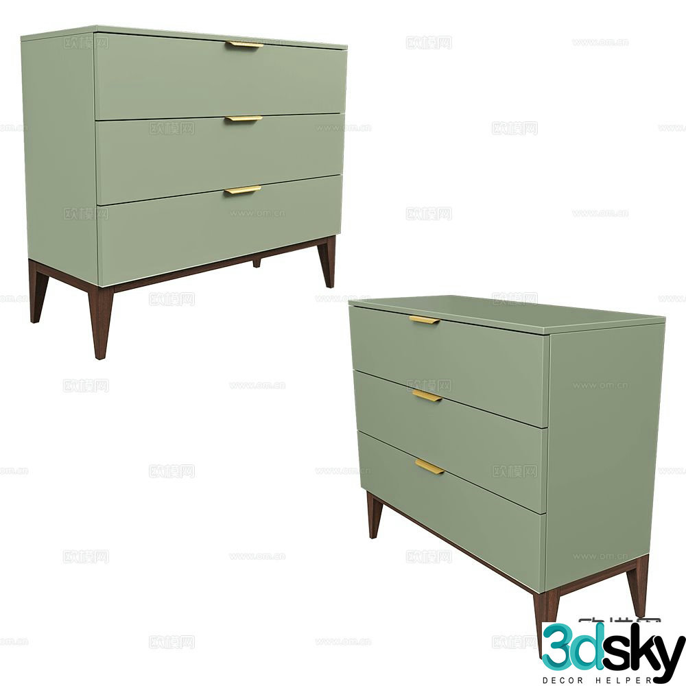 Mister three drawers side cabinet 3d model