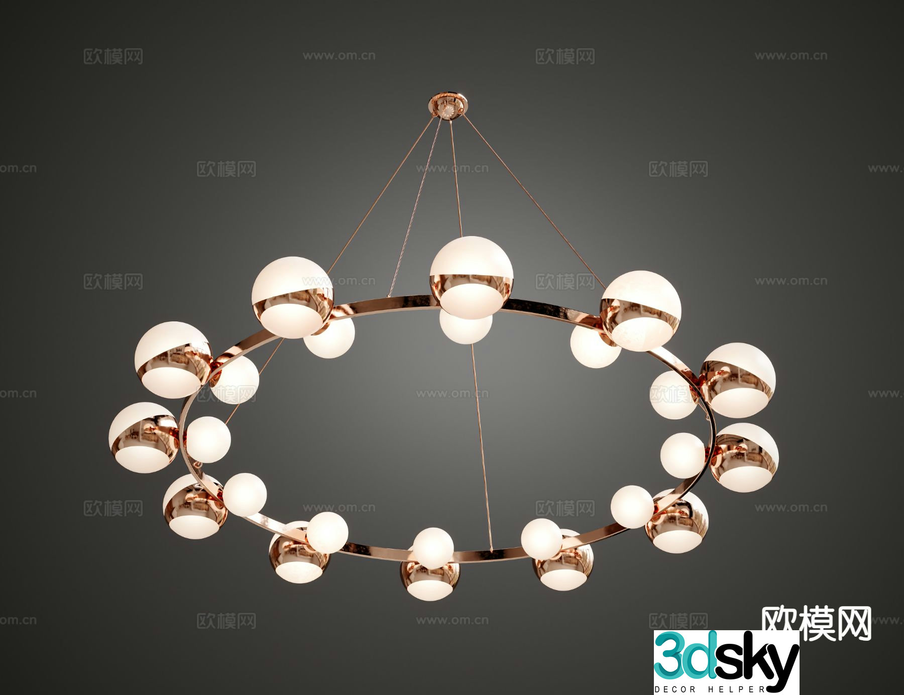 Light luxury chandelier multi-head chandelier 3D model