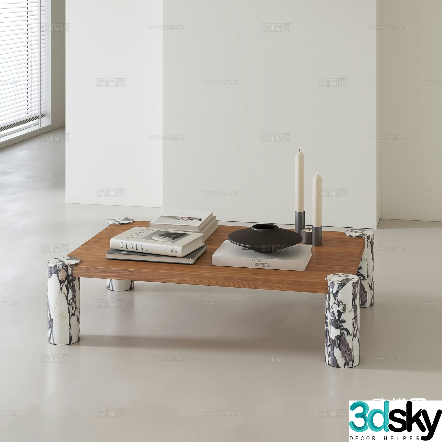 Medieval style solid wood coffee table 3D model