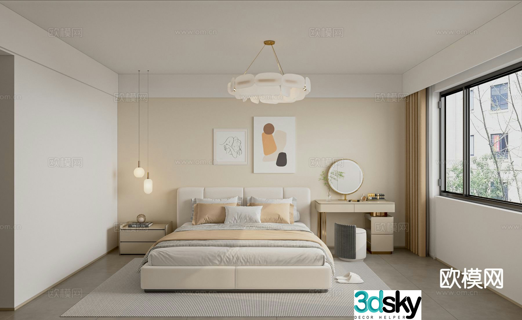 Cream style bedroom master bedroom 3d model
