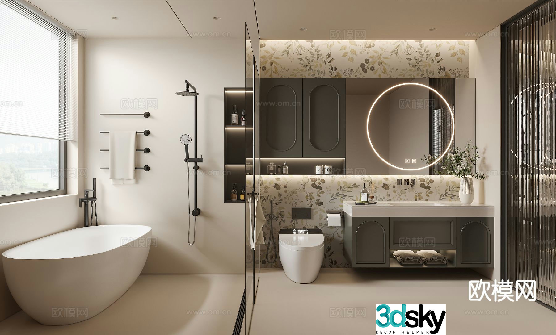 French retro bathroom bathroom 3d model