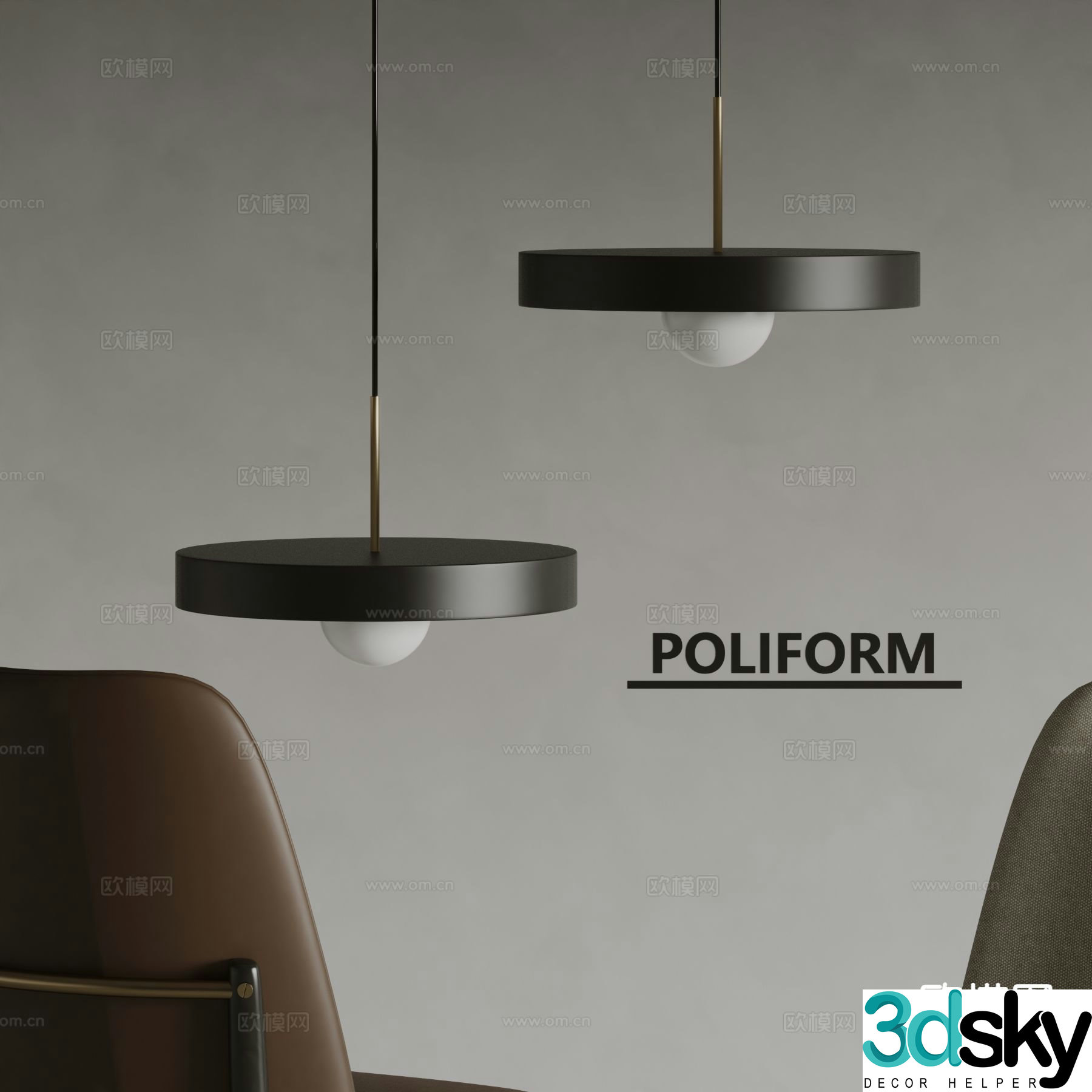poliform art chandelier 3d model