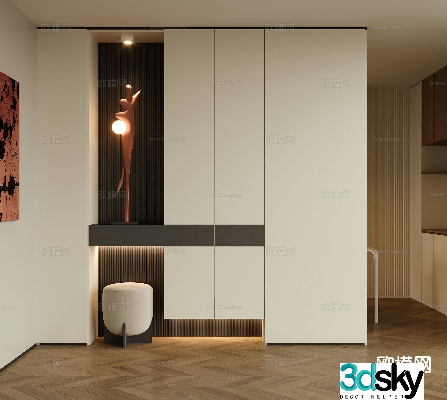 Modern entrance shoe cabinet partition cabinet 3d model