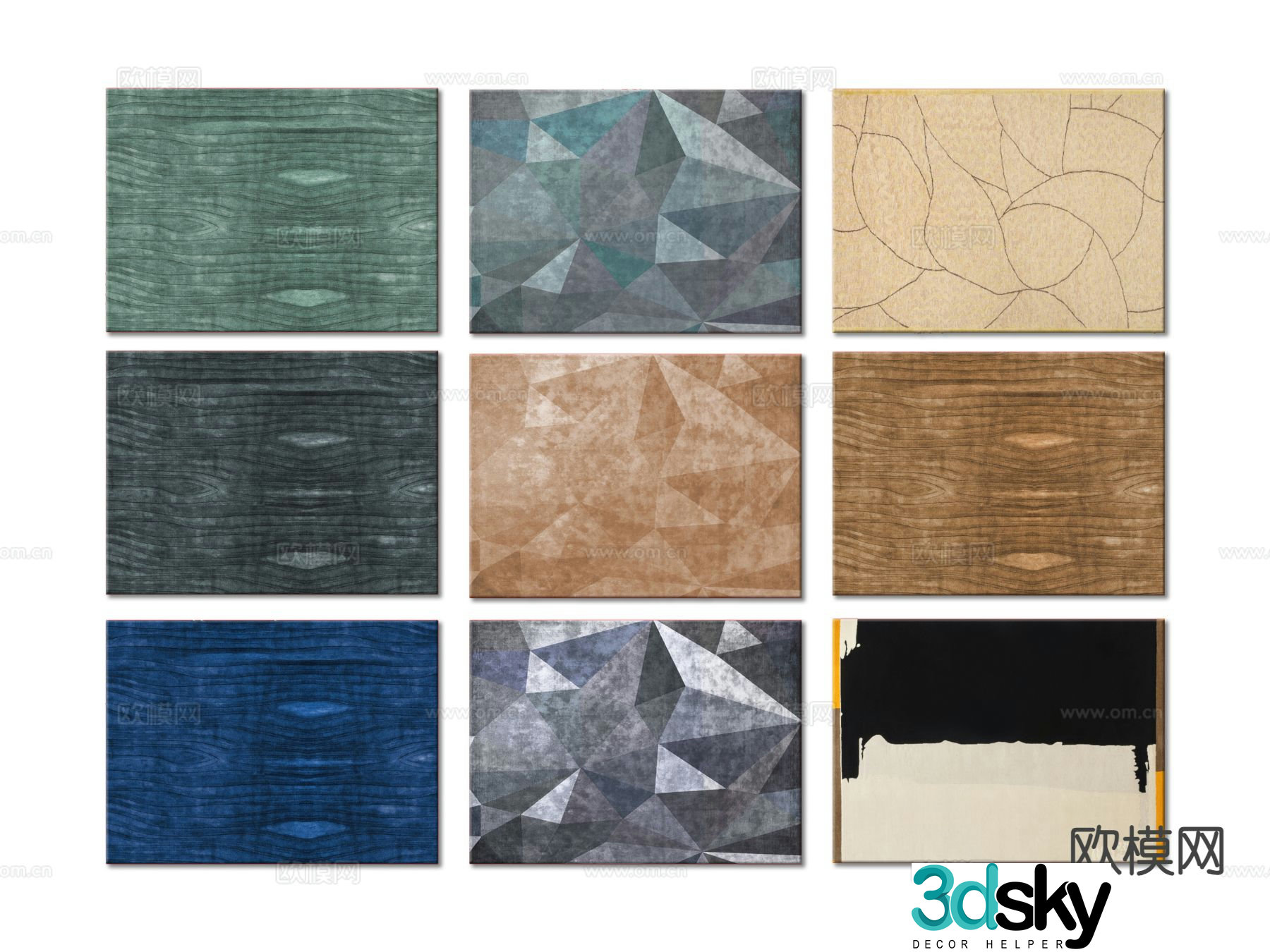 Modern carpet square rug 3d model