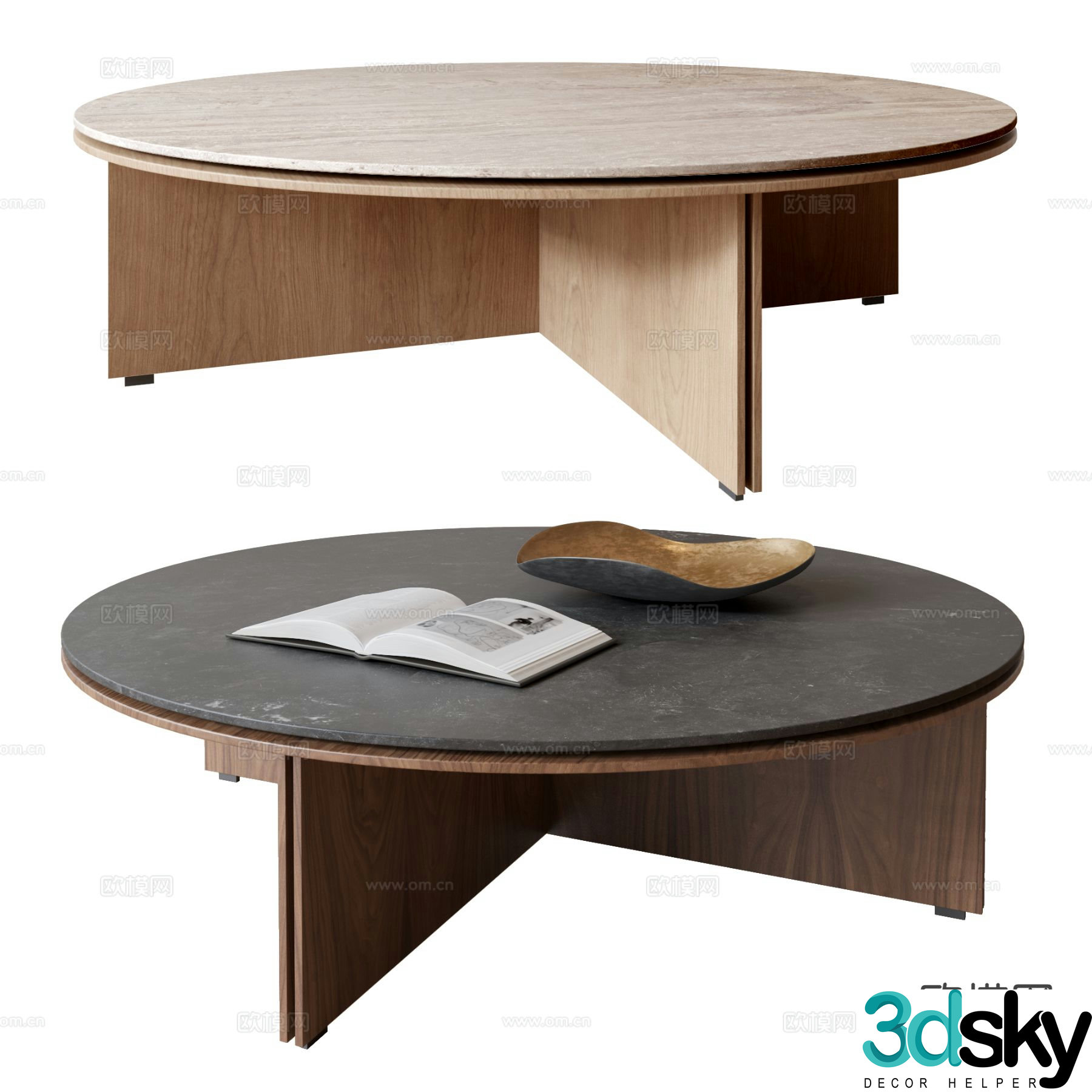 Kendo wabi-sabi coffee table round coffee table 3d model