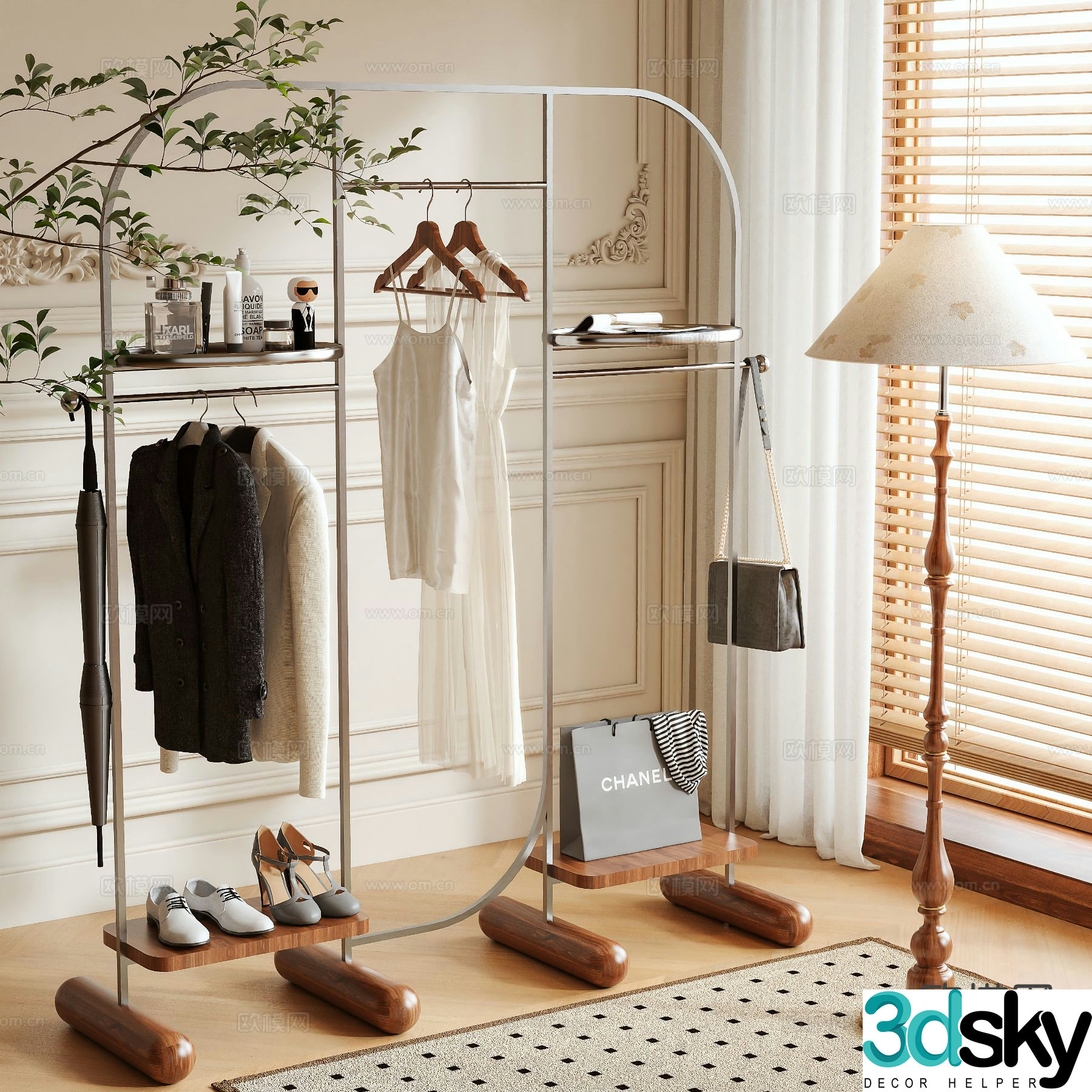 Clothes rack coat rack floor-standing clothes rack 3D model